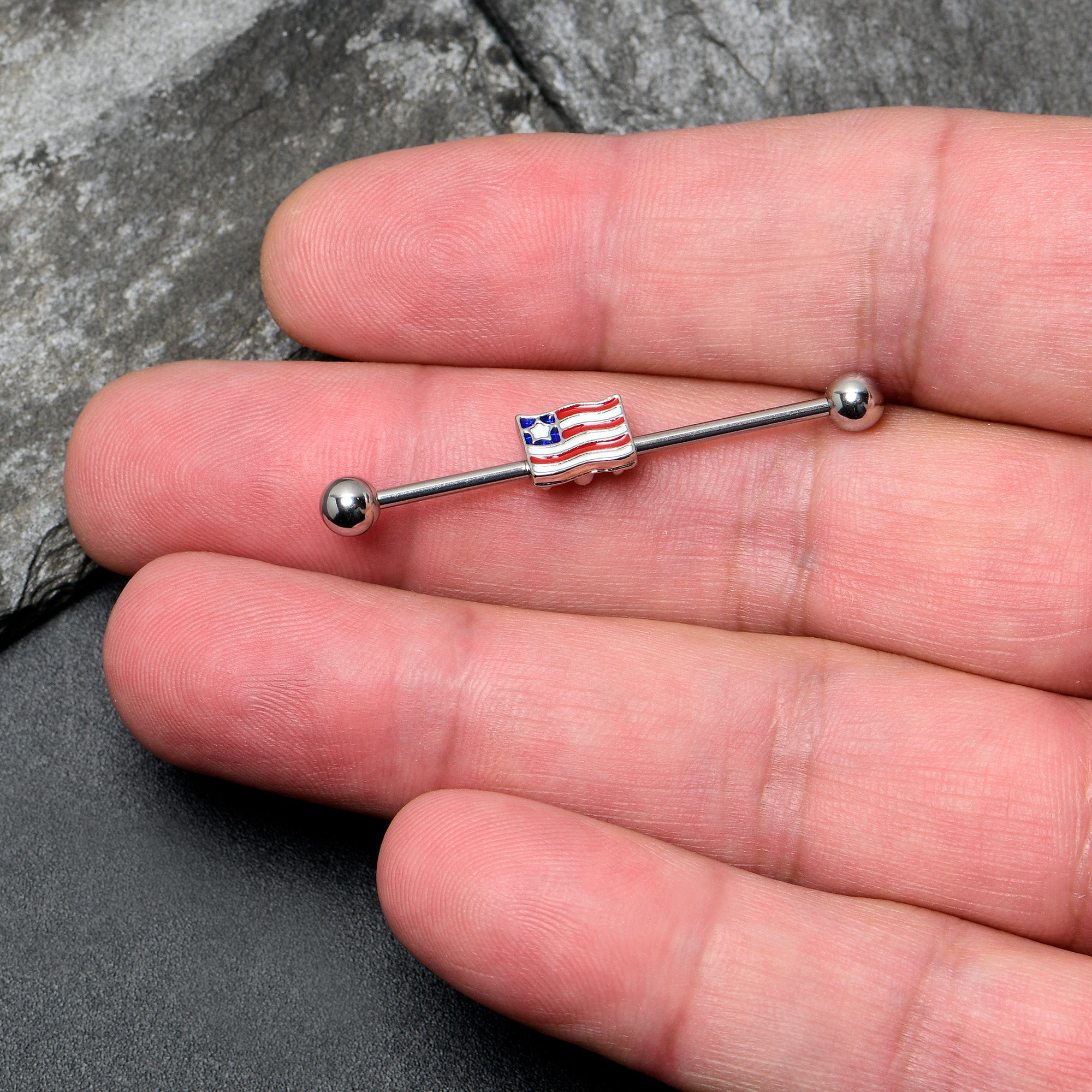 14 Gauge Patriotic Flag Industrial Barbell 38mm