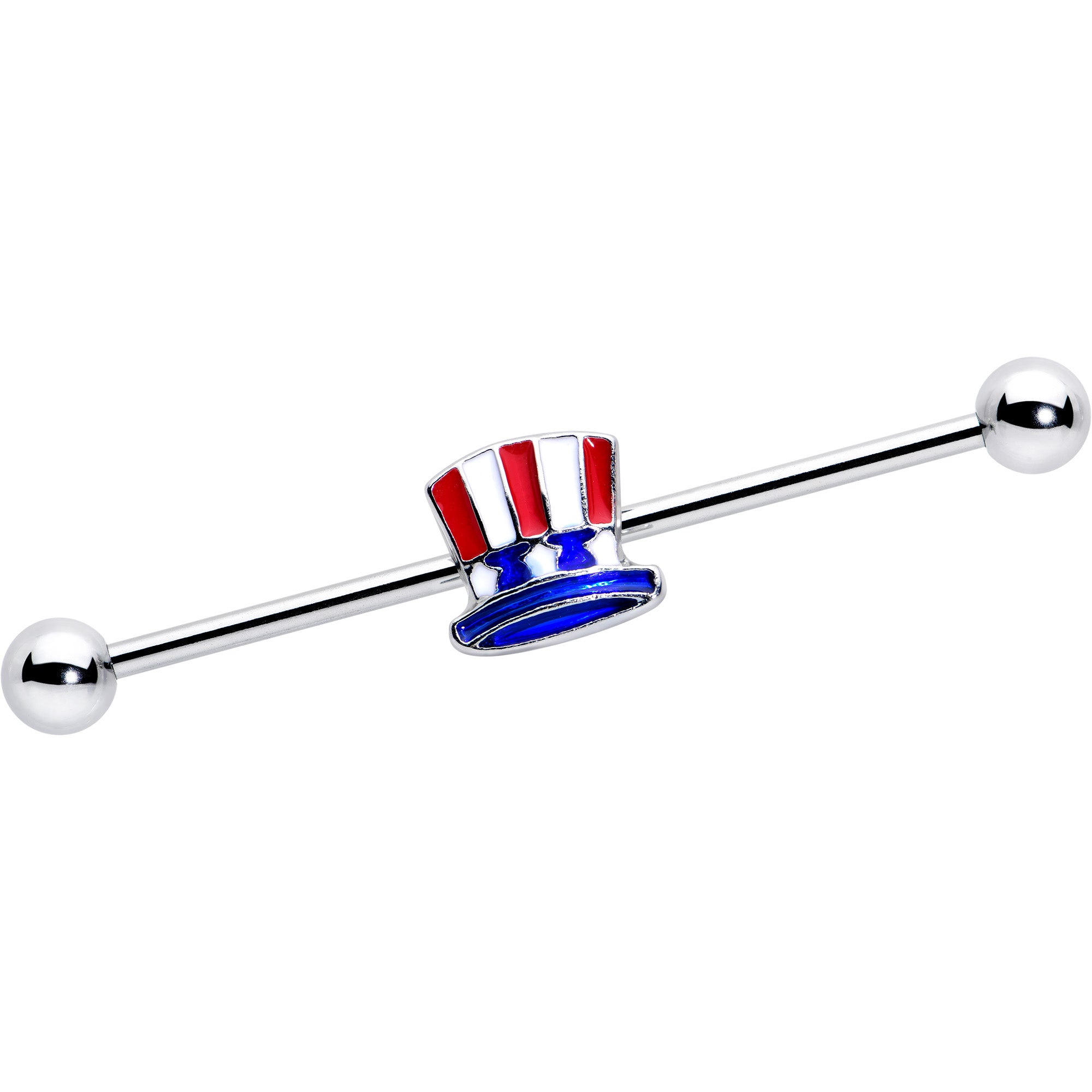 14 Gauge Patriotic Uncle Sam Top Hat Industrial Barbell 38mm