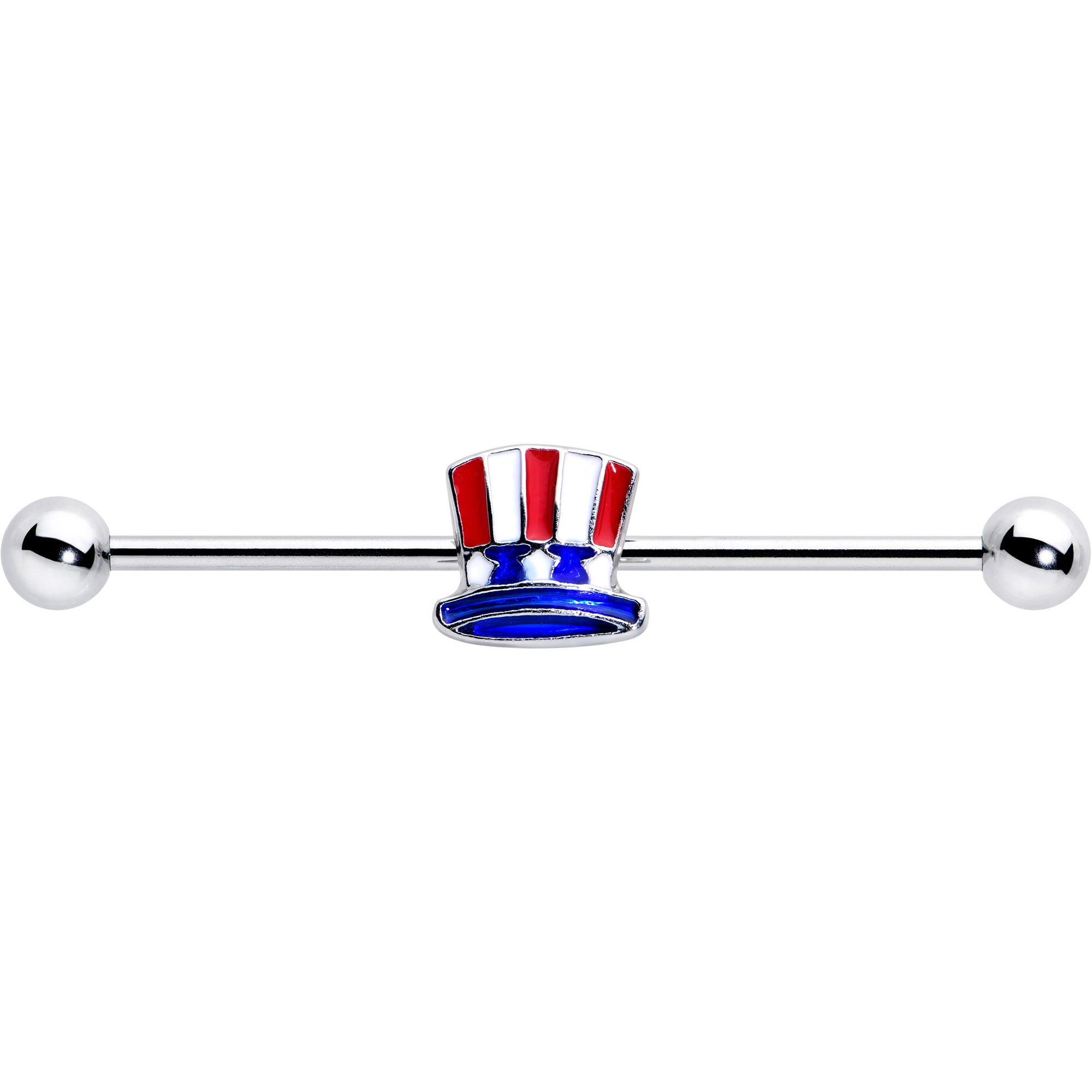 14 Gauge Patriotic Uncle Sam Top Hat Industrial Barbell 38mm