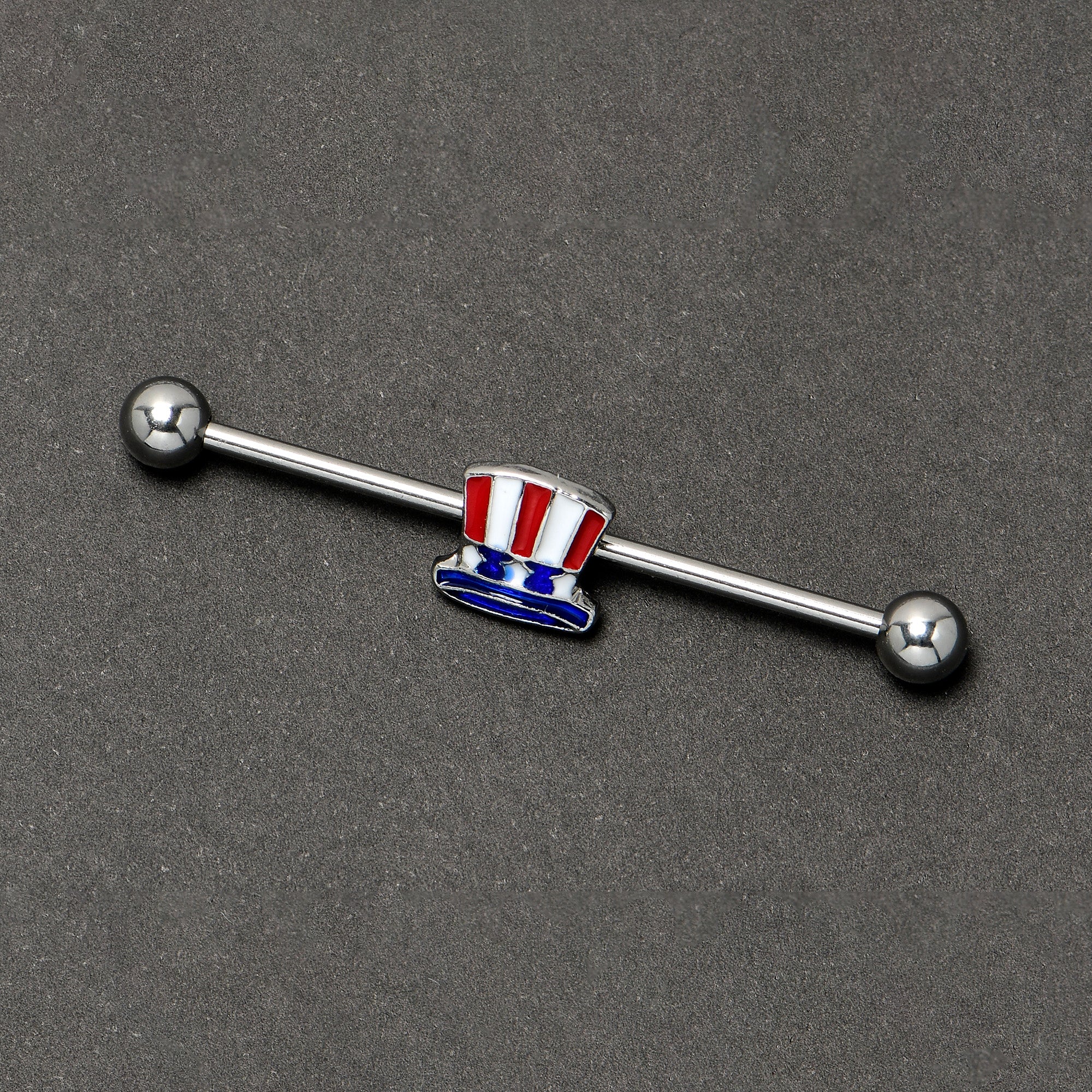 14 Gauge Patriotic Uncle Sam Top Hat Industrial Barbell 38mm