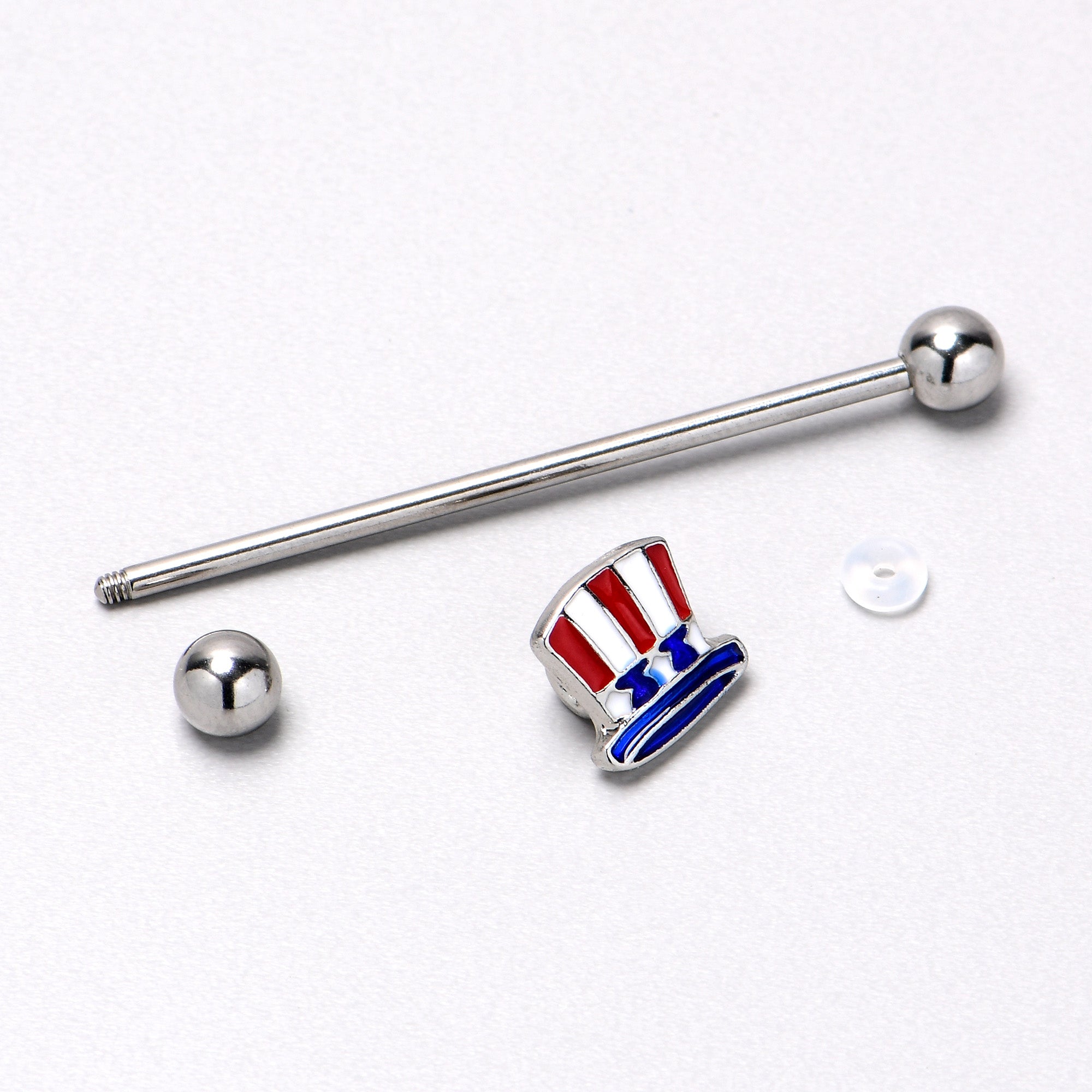 14 Gauge Patriotic Uncle Sam Top Hat Industrial Barbell 38mm