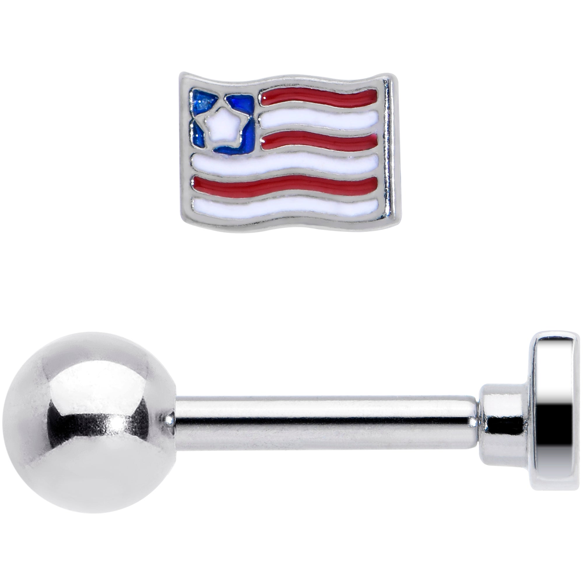 16 Gauge 1/4 Patriotic Flag Cartilage Tragus Earring