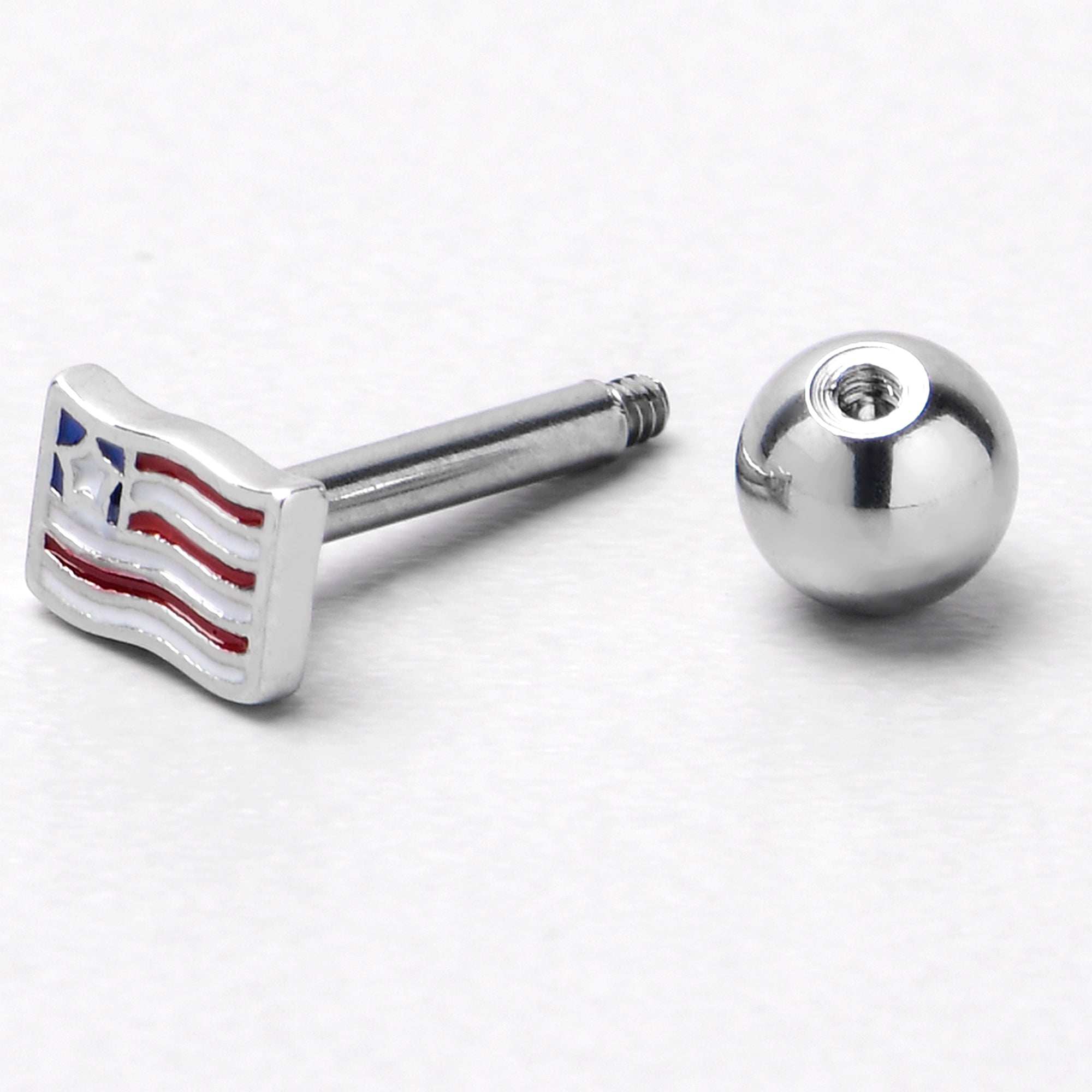 16 Gauge 1/4 Patriotic Flag Cartilage Tragus Earring