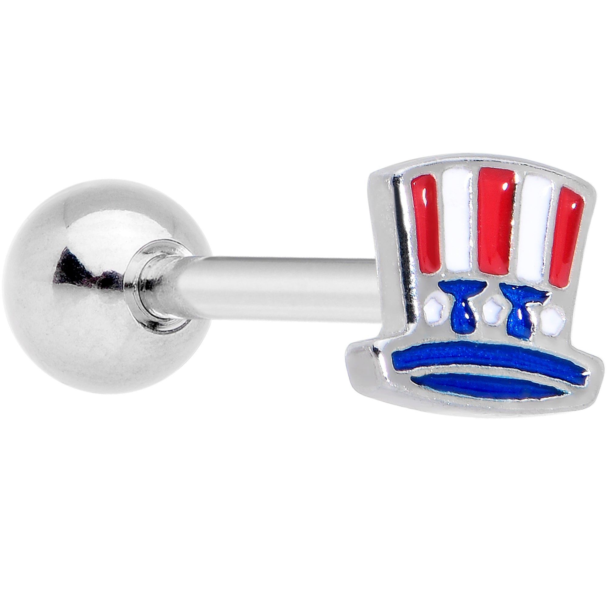 16 Gauge 1/4 Patriotic Uncle Sam Top Hat Cartilage Tragus Earring