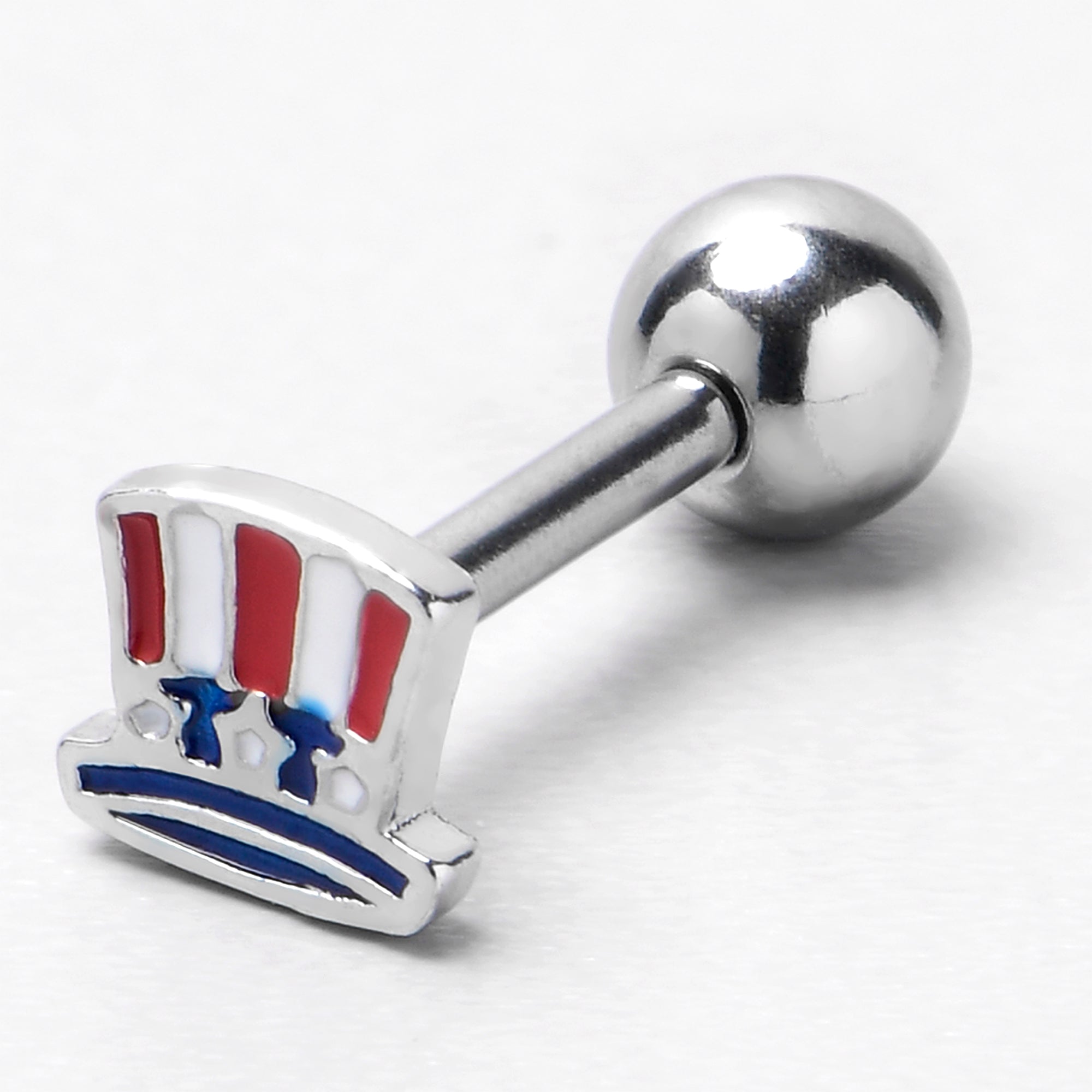 16 Gauge 1/4 Patriotic Uncle Sam Top Hat Cartilage Tragus Earring