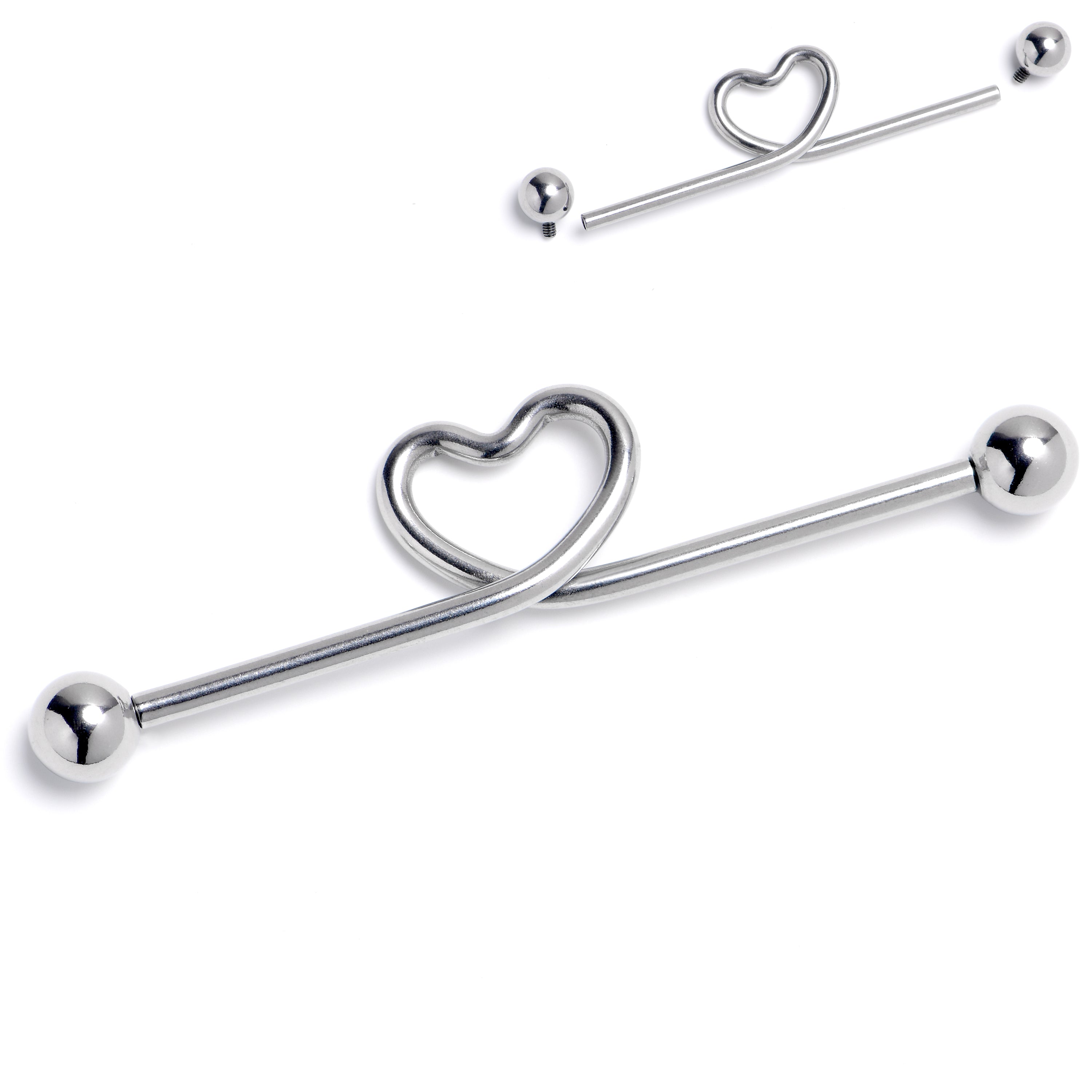 14 Gauge Internally Threaded Heart Loop Project Bar 38mm