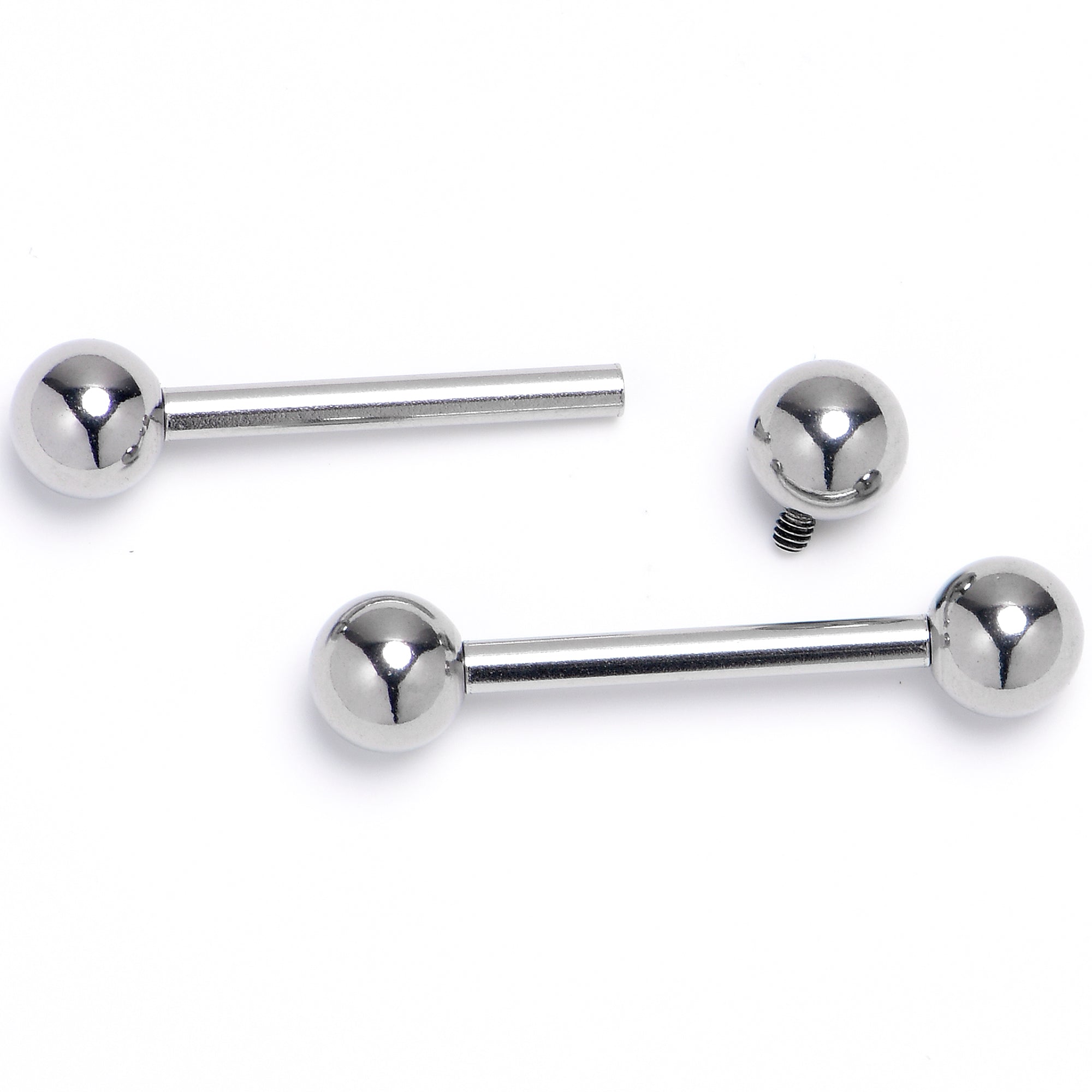 14 Gauge 9/16 Internally Threaded Basic Beauty Barbell Nipple Ring Set