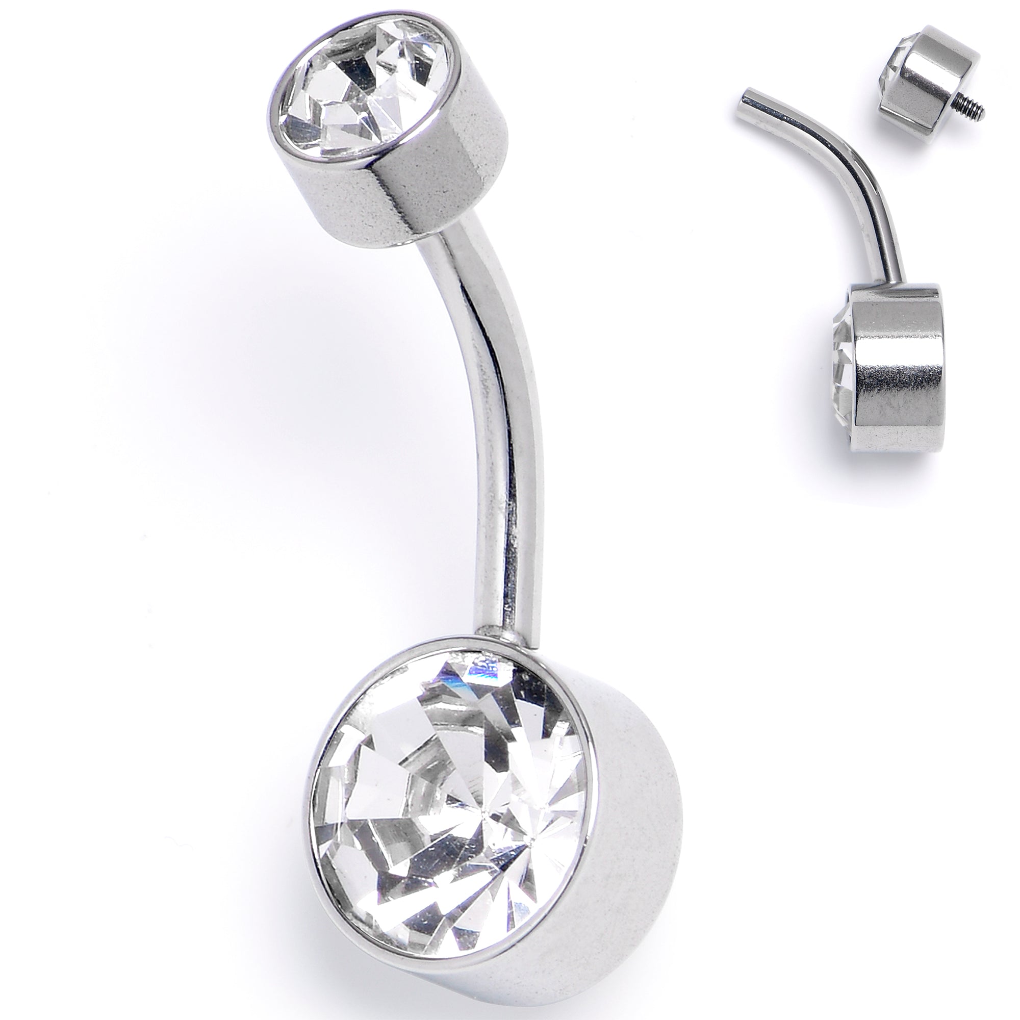 Clear Gem Internally Threaded Simple Belly Ring