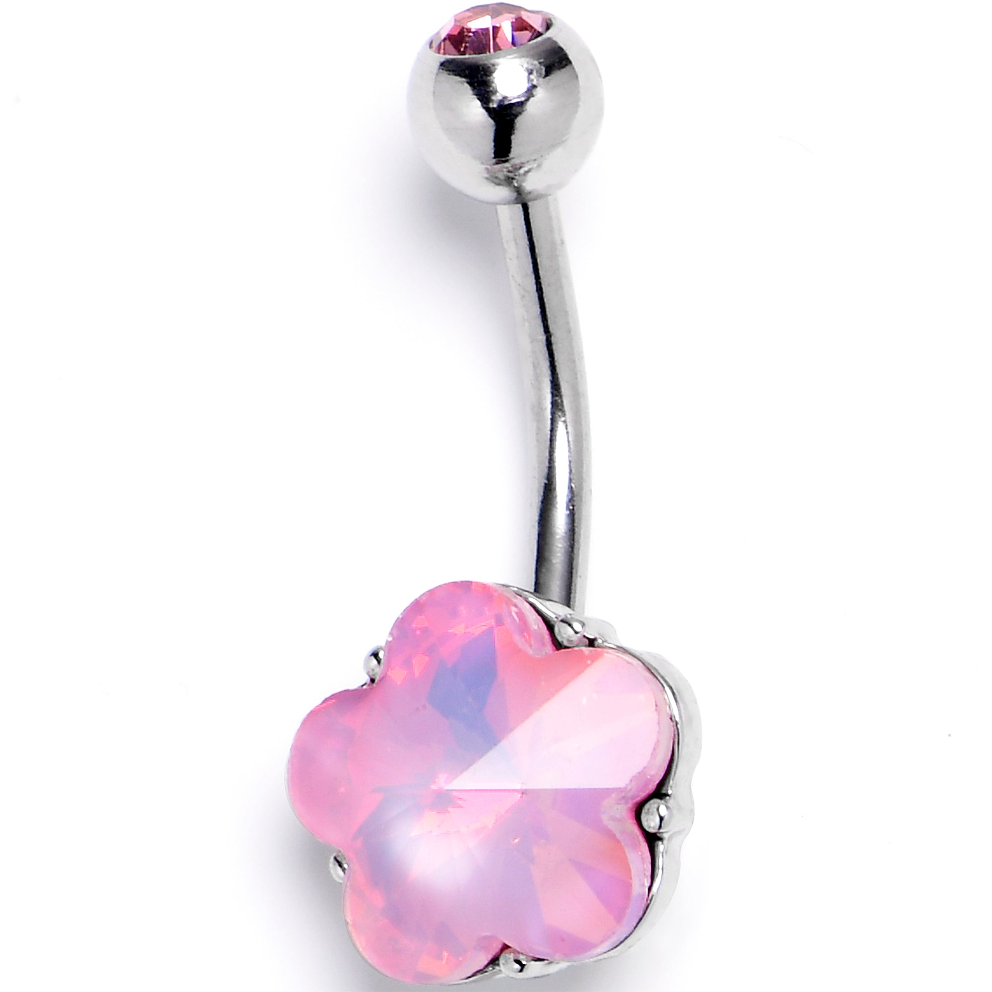 Pink Delicate Blossom Flower Internally Threaded Belly Ring