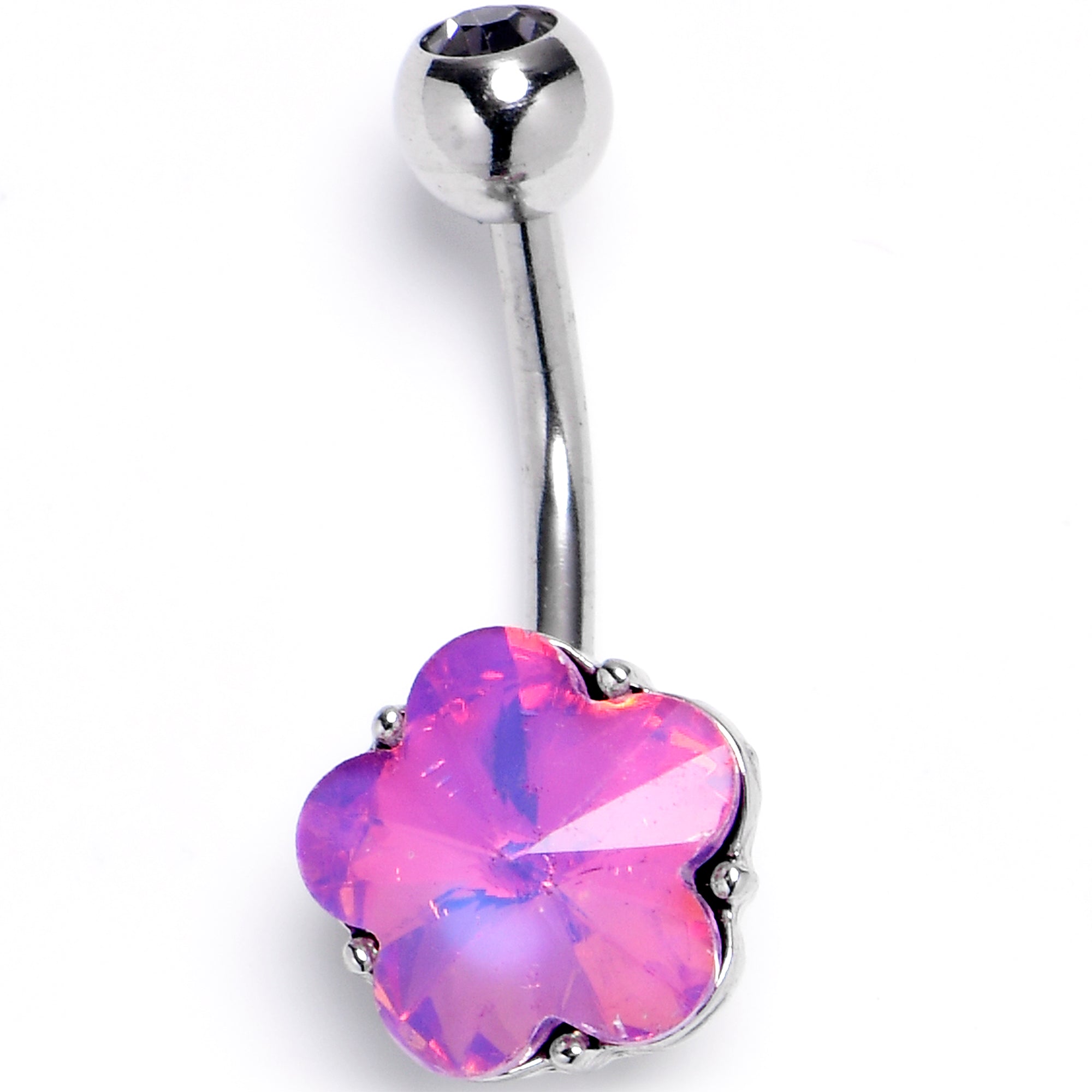 Purple Delicate Blossom Flower Internally Threaded Belly Ring