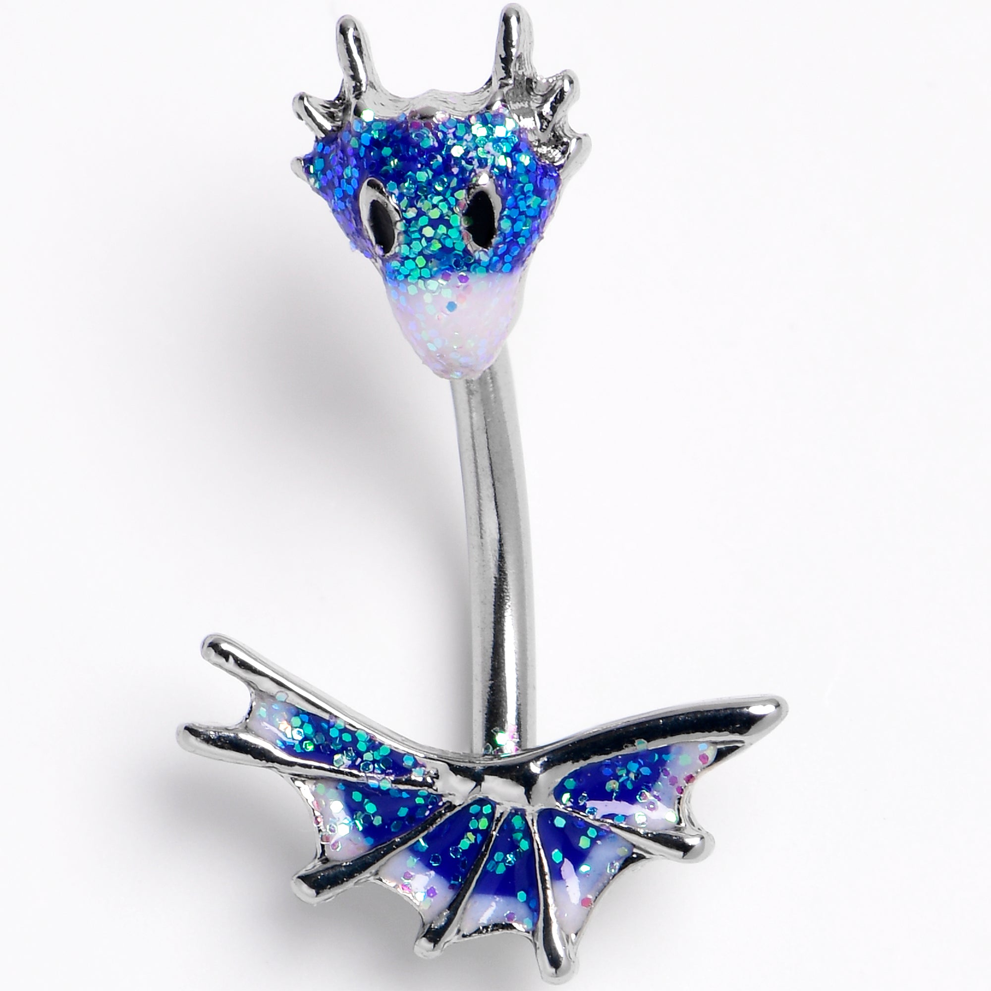 Sea Monster Glitter Blue Double Mount Belly Ring