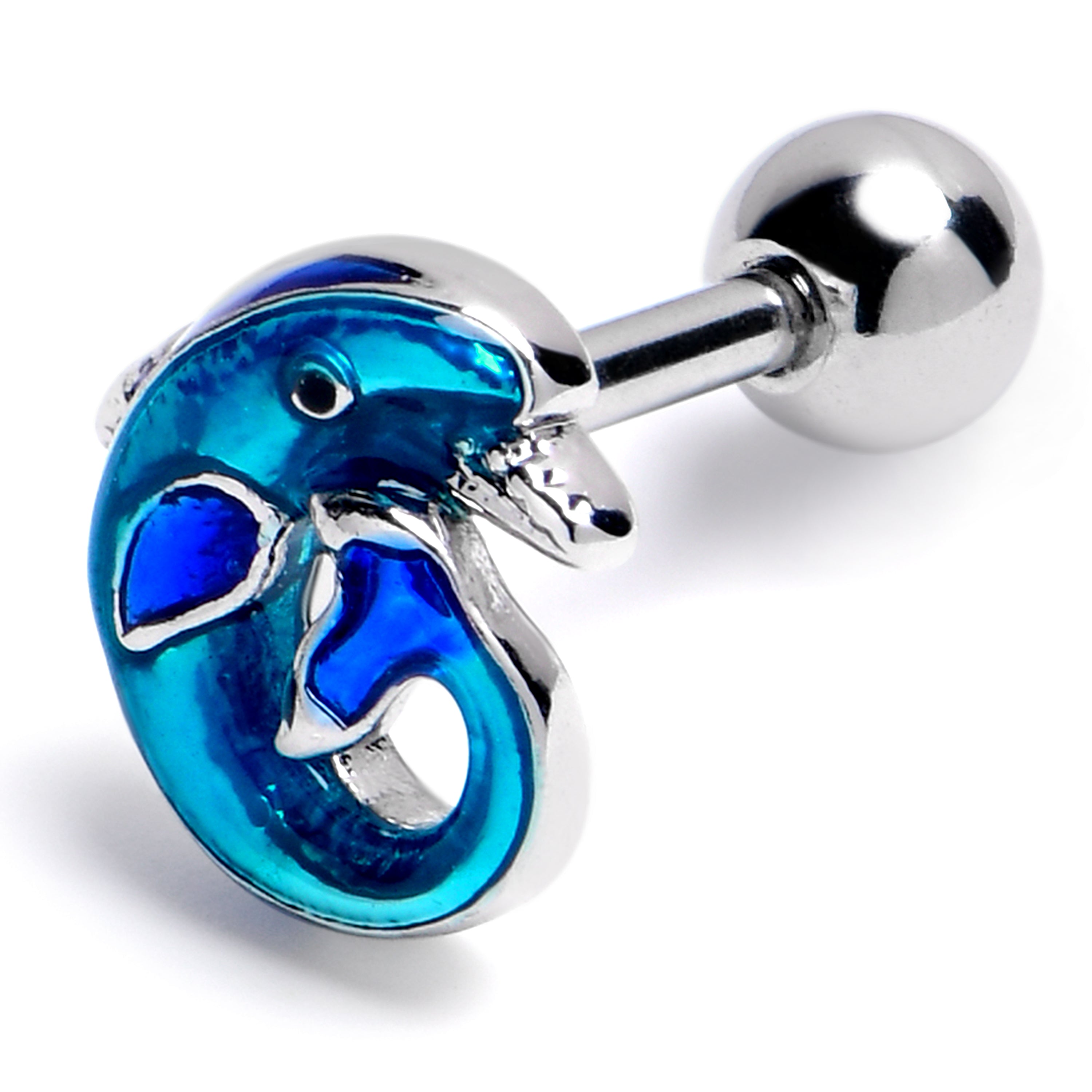 16 Gauge 1/4 Dolphin Blue Beauty Cartilage Tragus Earring