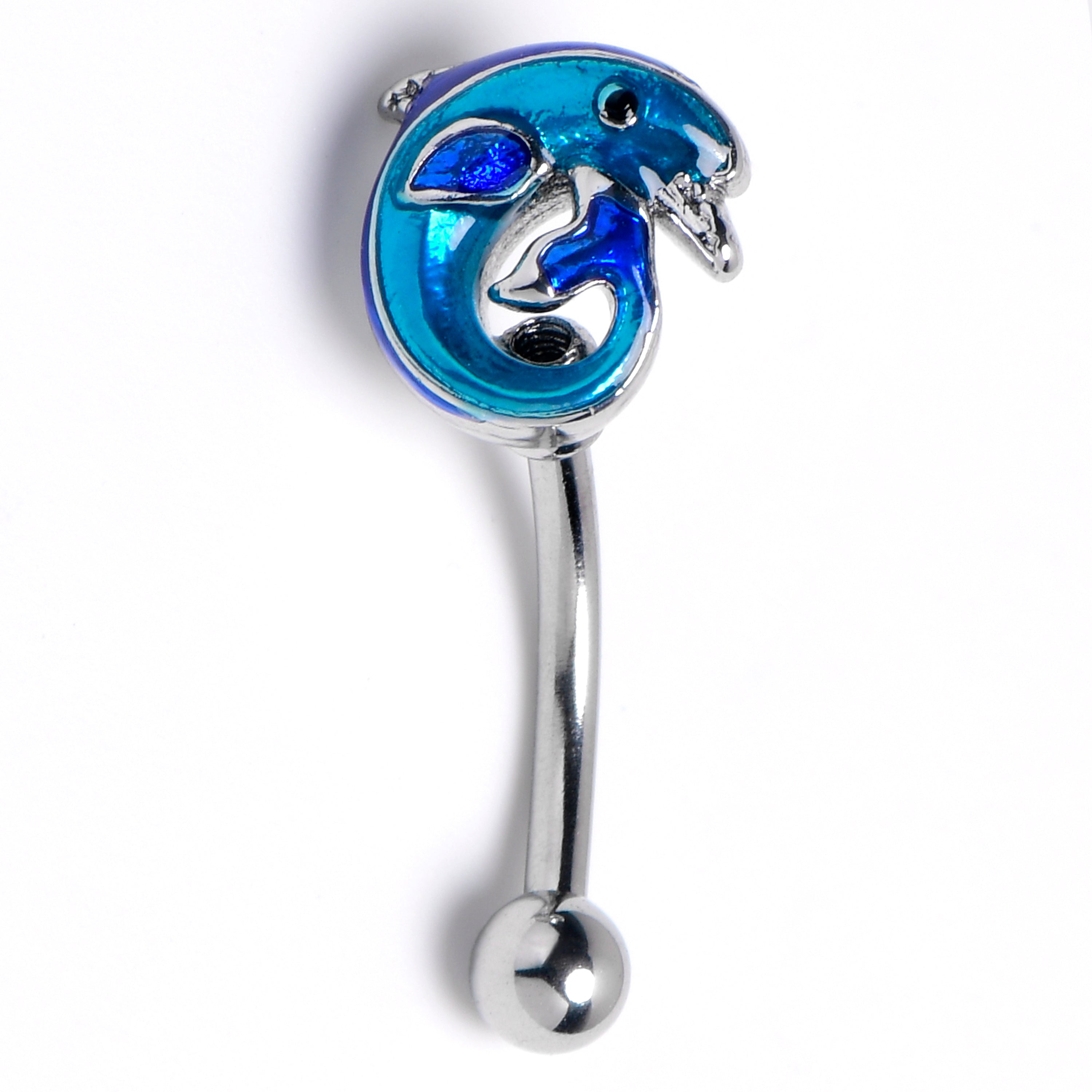 16 Gauge 5/16 Dolphin Blue Beauty Curved Eyebrow Ring