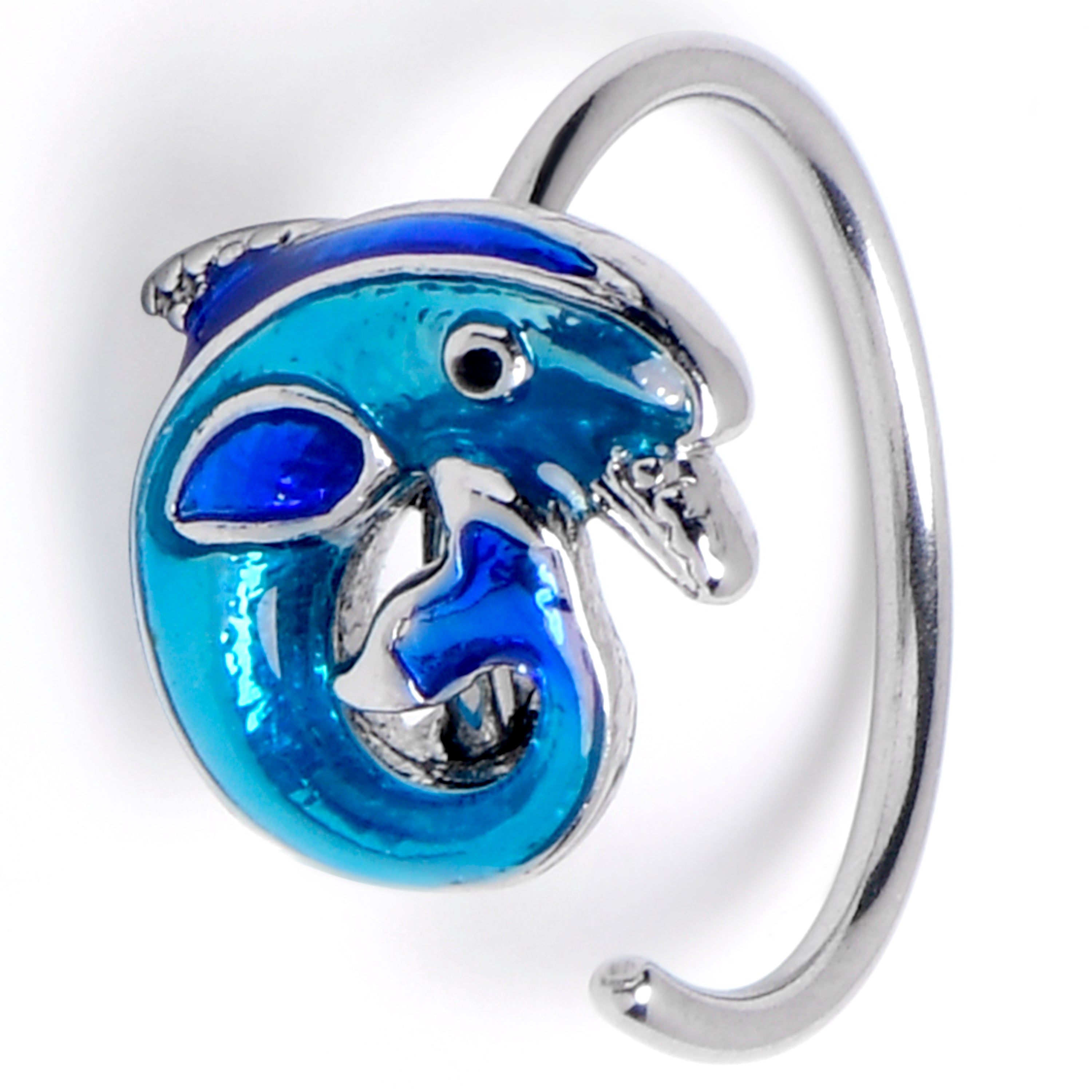 20 Gauge 5/16 Dolphin Blue Beauty Nose Hoop