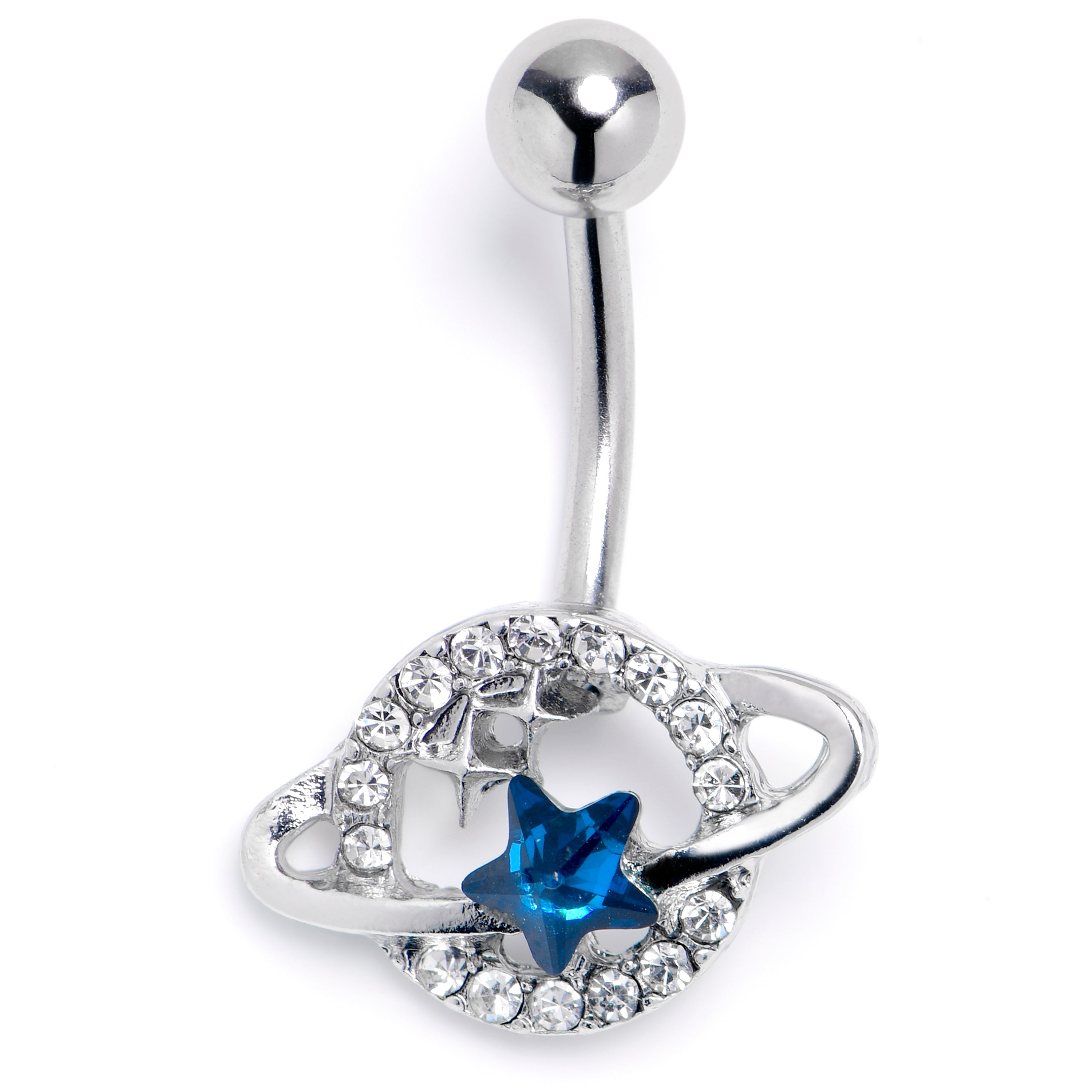 Clear Blue Gem Starry Skies Belly Ring