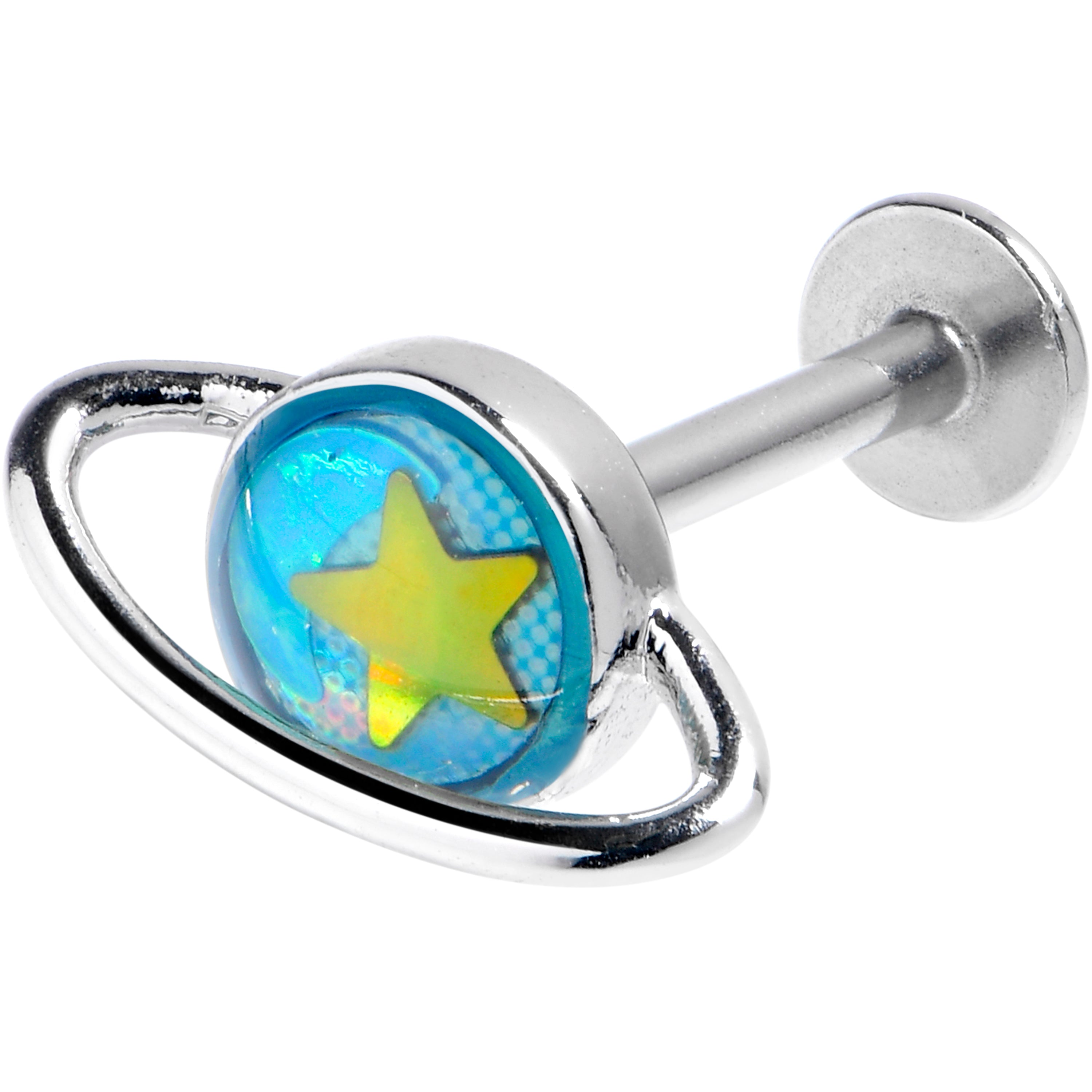 16 Gauge 5/16 Saturn Star Blue Labret Monroe Tragus