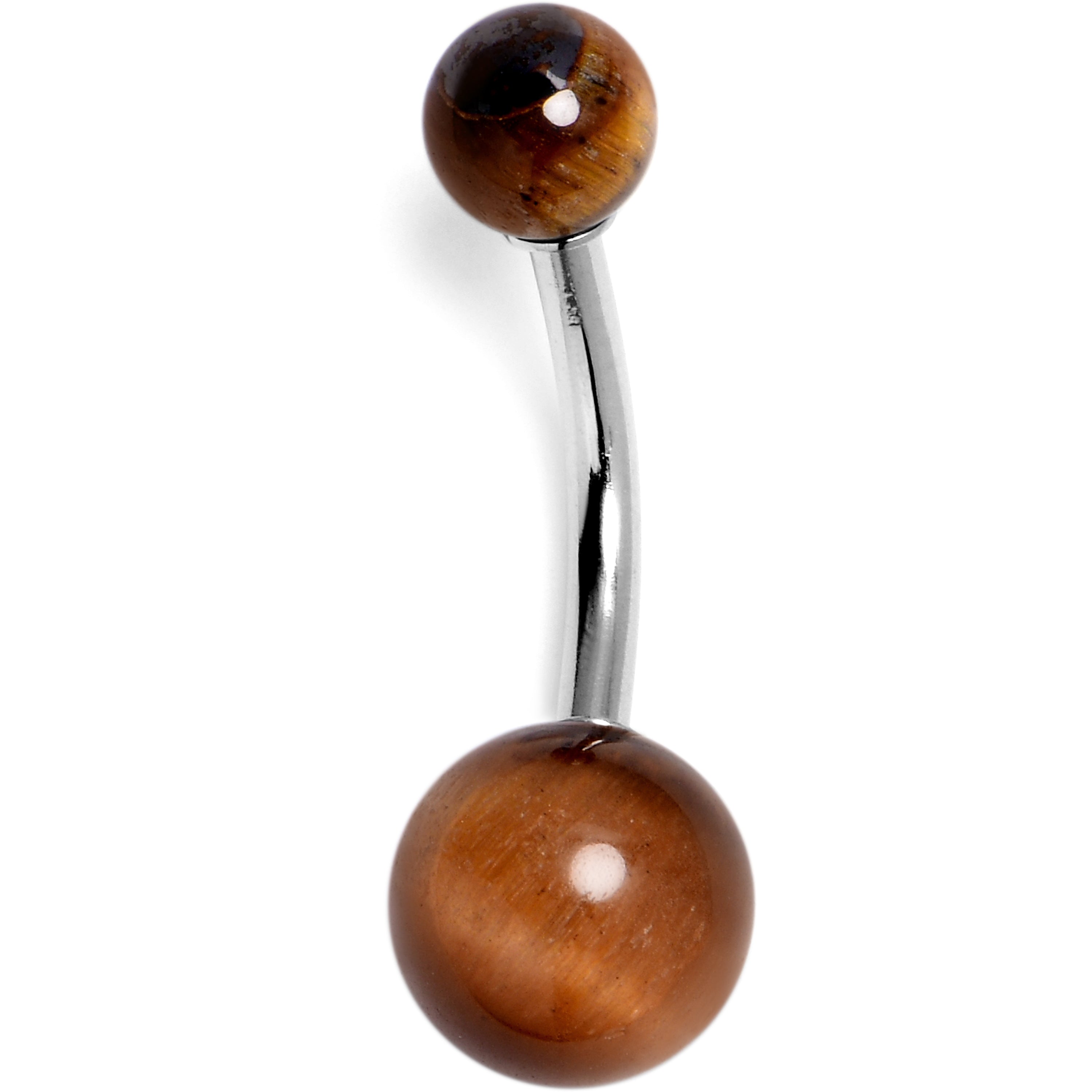 14 Gauge 3/8 Tiger Eye Natural Stone Belly Ring