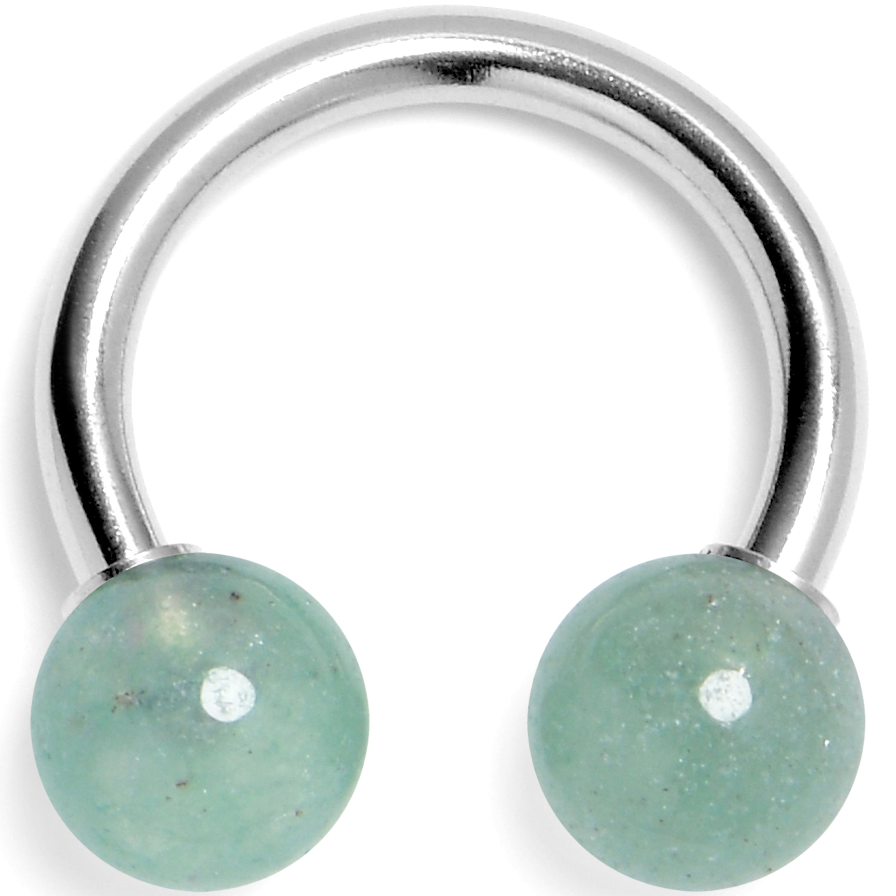 14 Gauge 3/8 Aventurine Natural Stone Horseshoe Circular Barbell