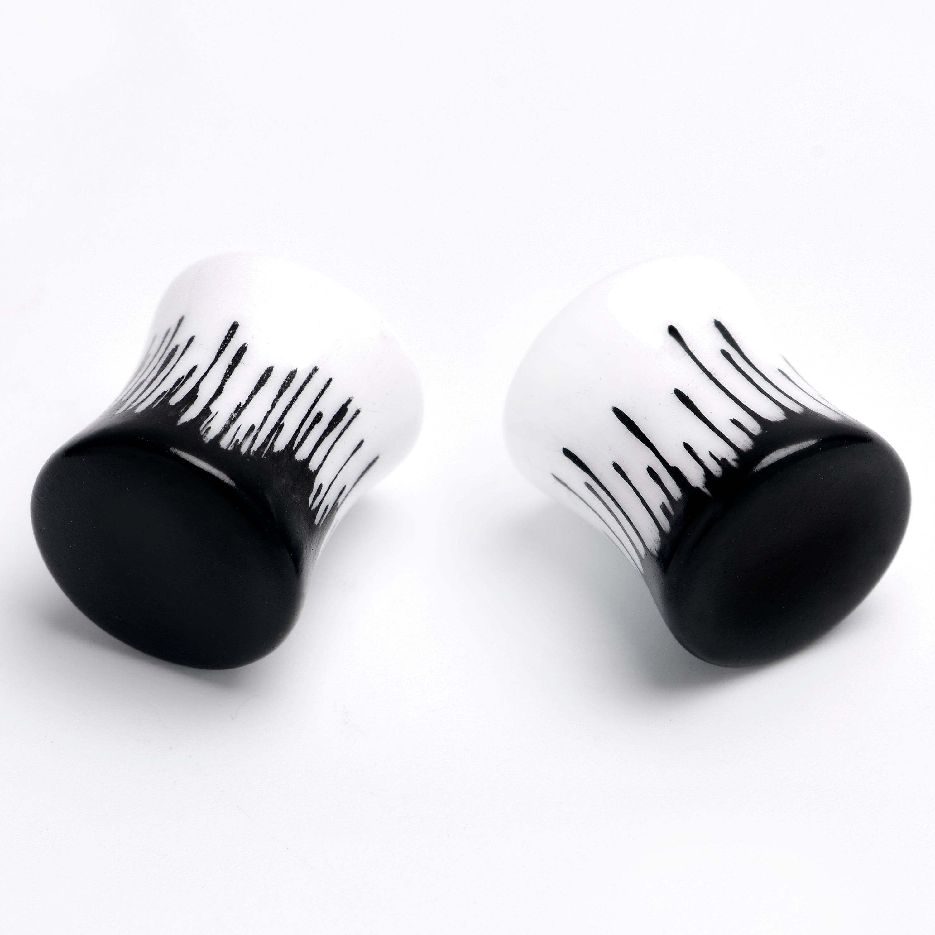 White Black Drip Acrylic Double Flare Plugs