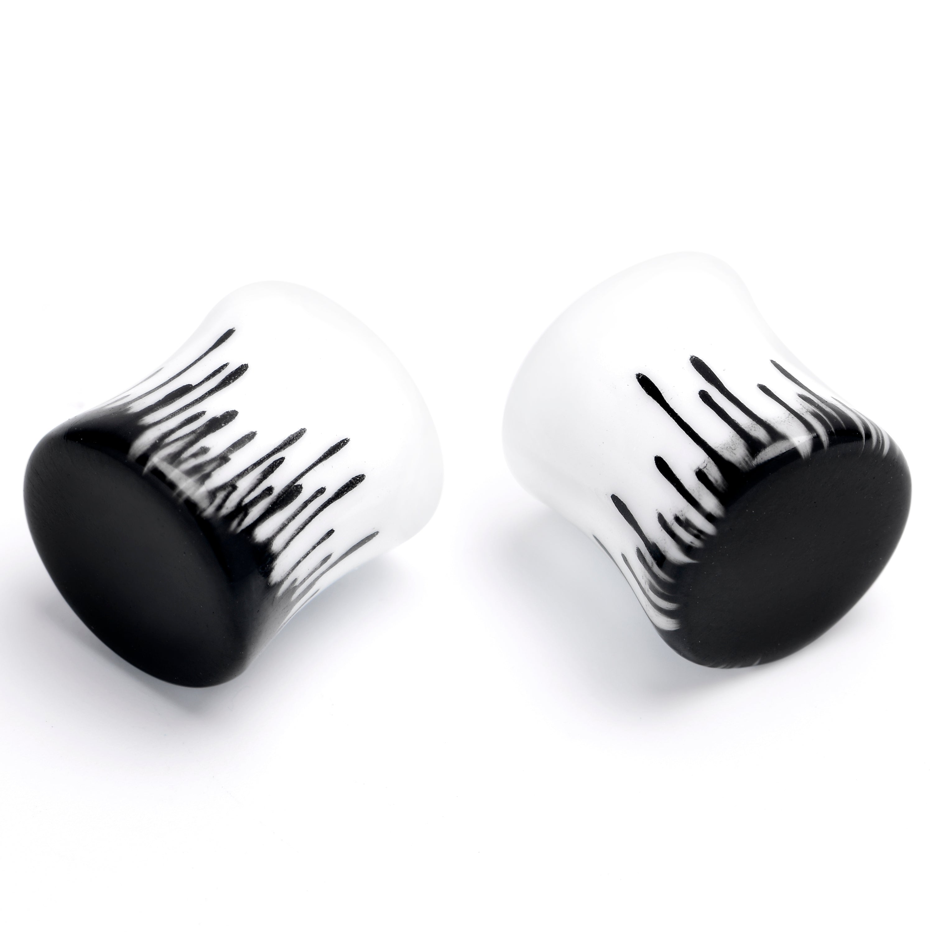 White Black Drip Acrylic Double Flare Plugs