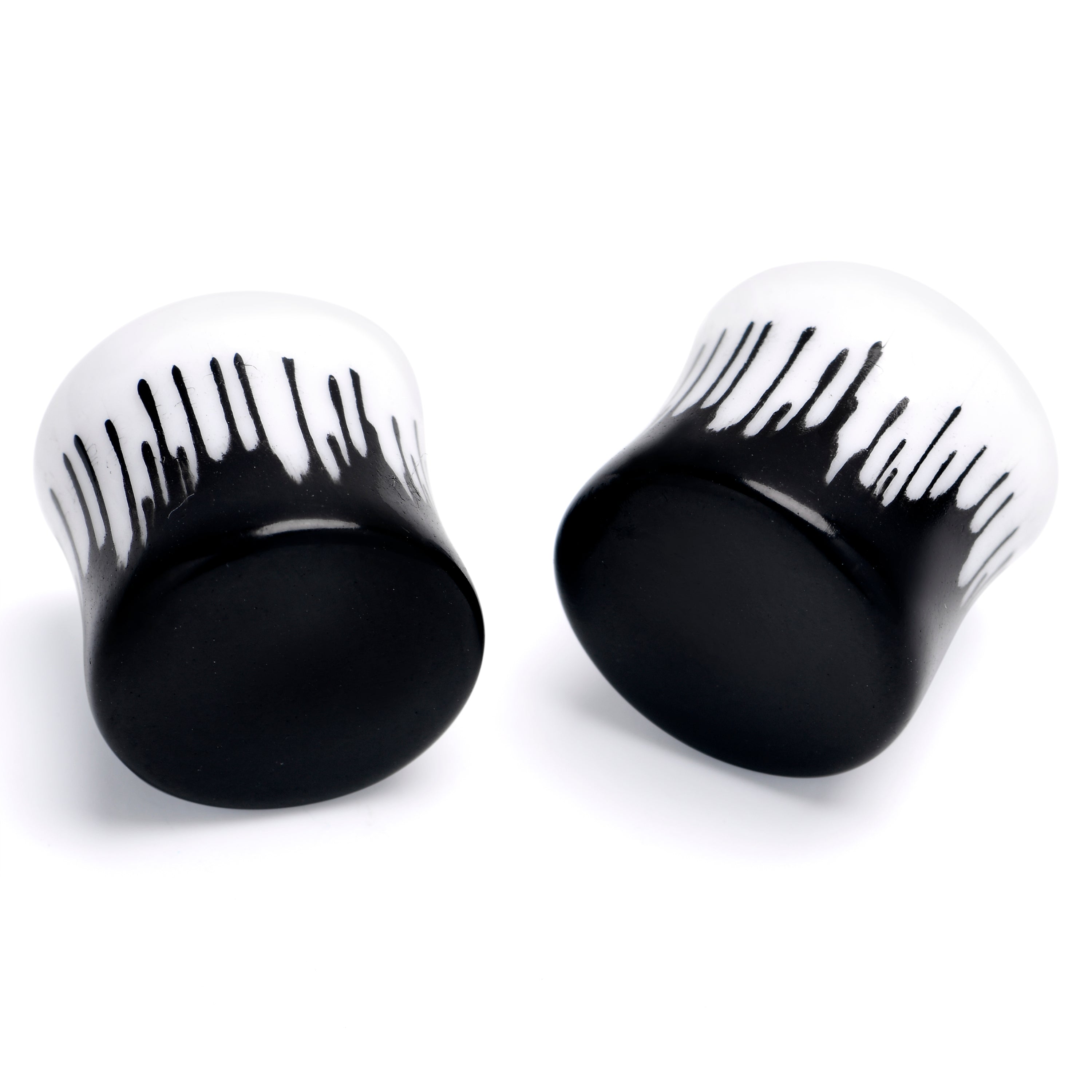 White Black Drip Acrylic Double Flare Plugs