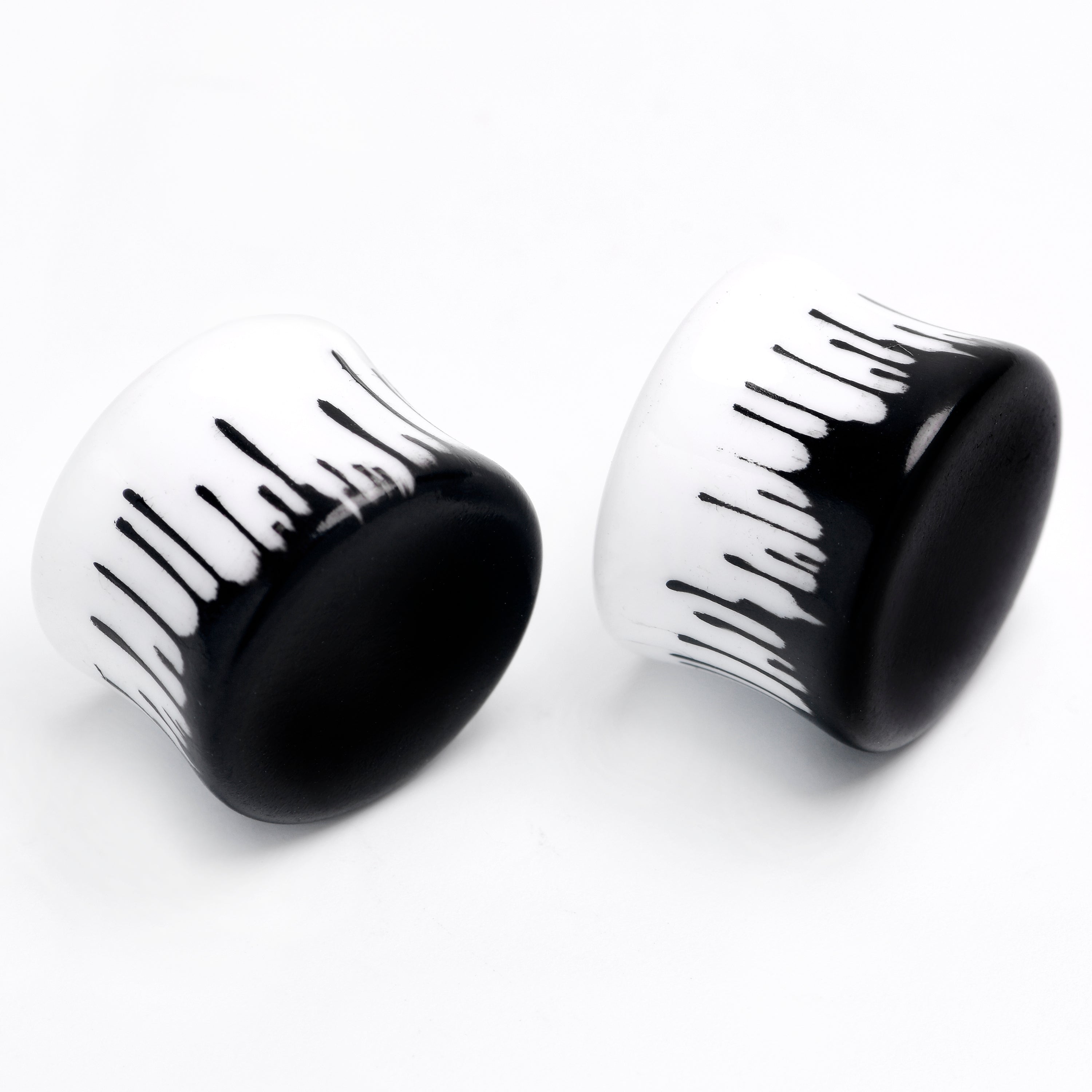 White Black Drip Acrylic Double Flare Plugs