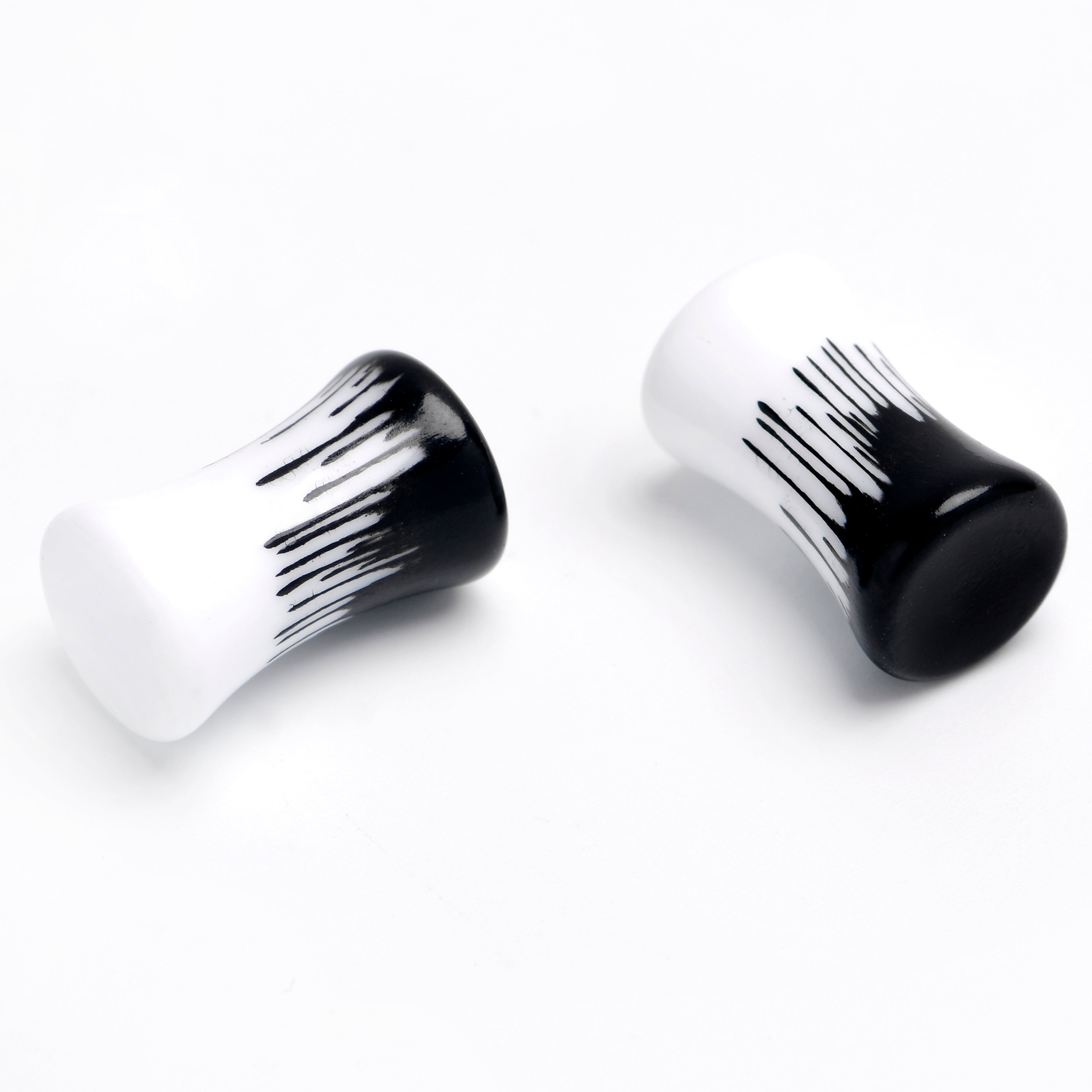 White Black Drip Acrylic Double Flare Plugs