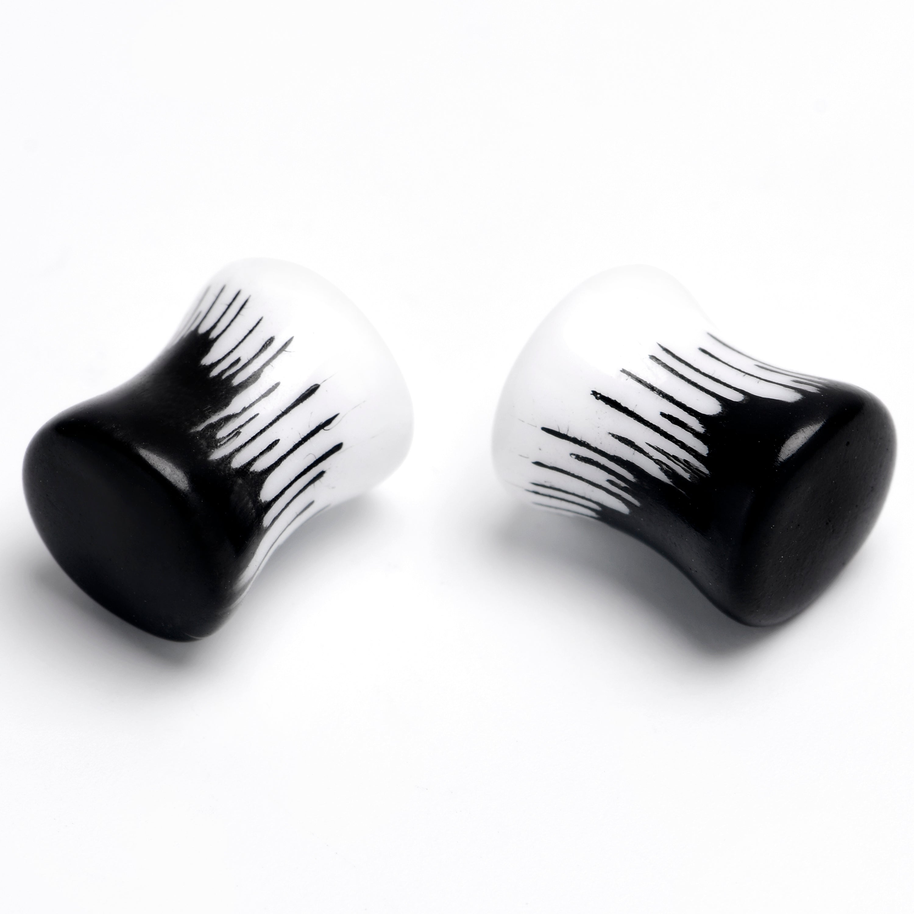 White Black Drip Acrylic Double Flare Plugs