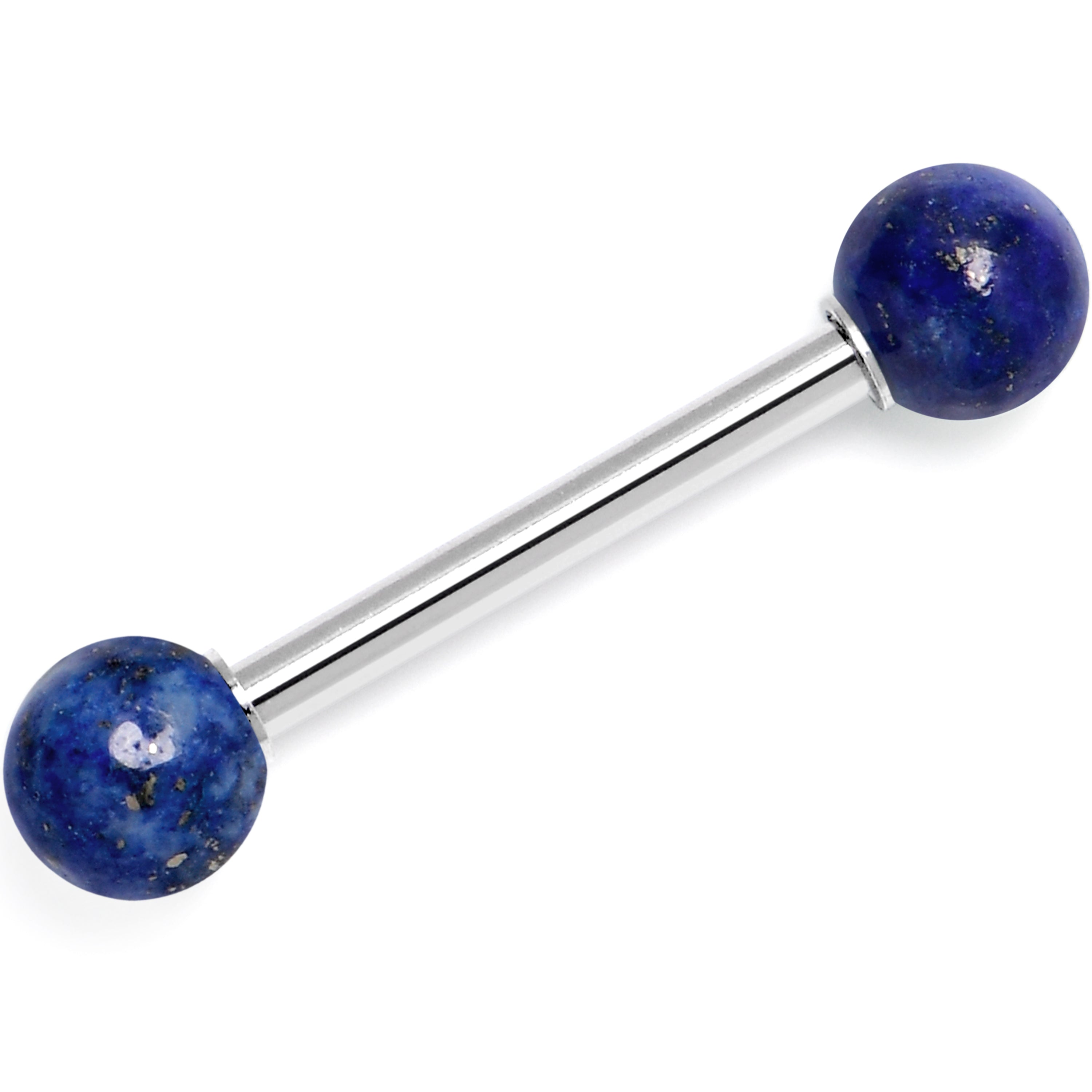 14 Gauge 5/8 Blue Lapis Natural Stone Tongue Ring