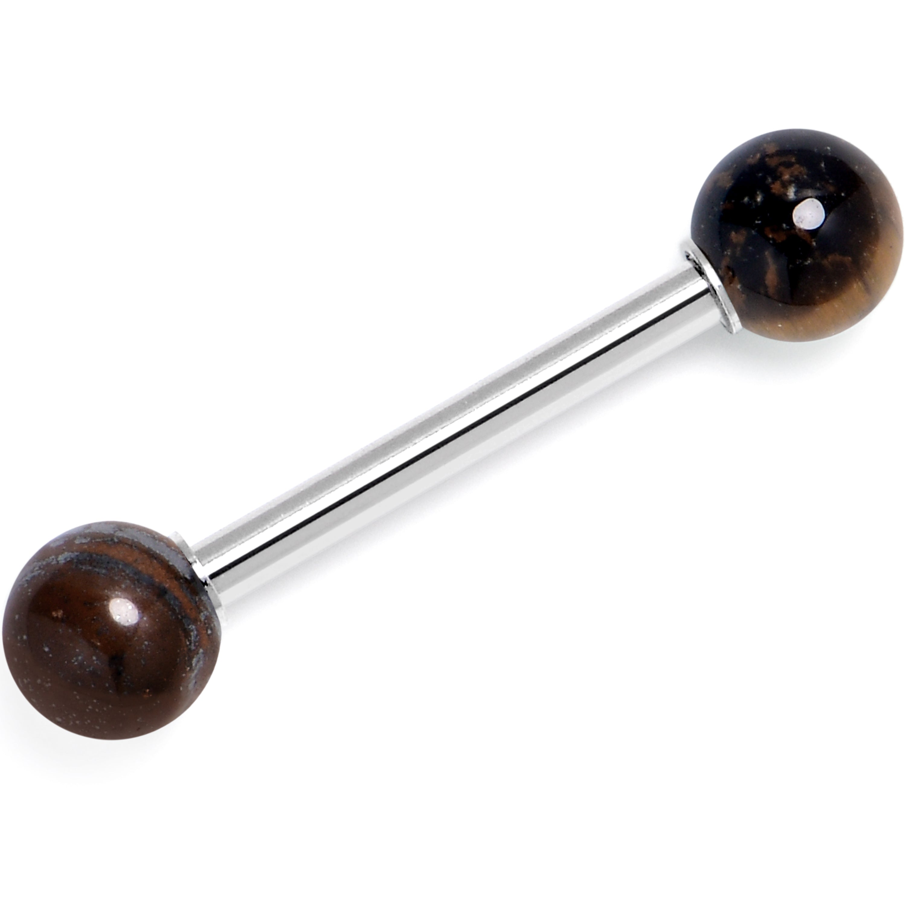 14 Gauge 5/8 Tiger Eye Natural Stone Tongue Ring