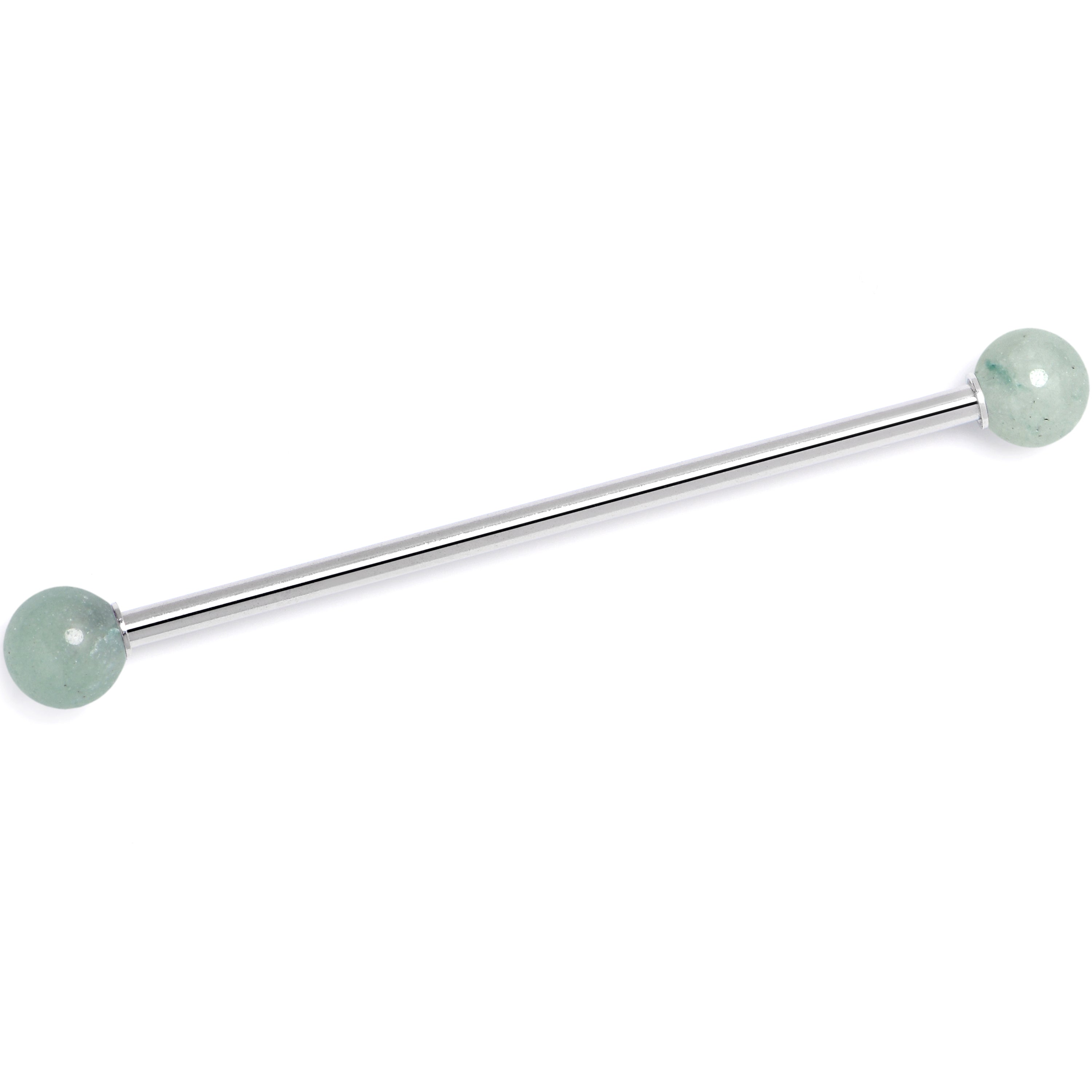 14 Gauge Aventurine Natural Stone Industrial Barbell 38mm