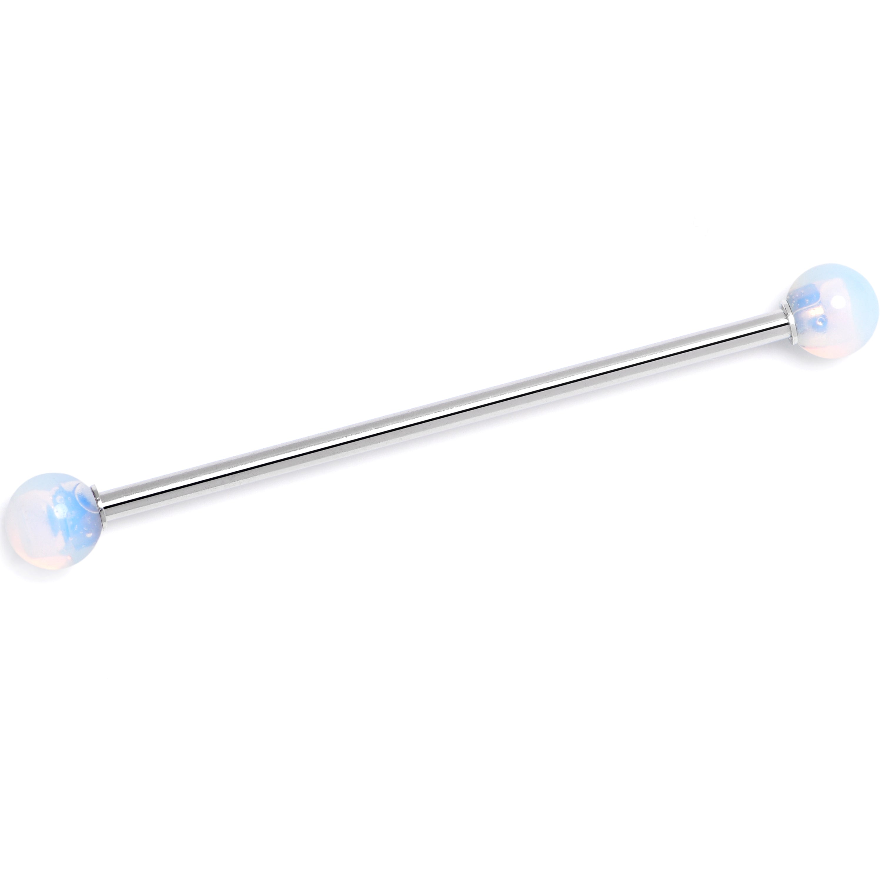 14 Gauge Opalite Natural Stone Industrial Barbell 38mm