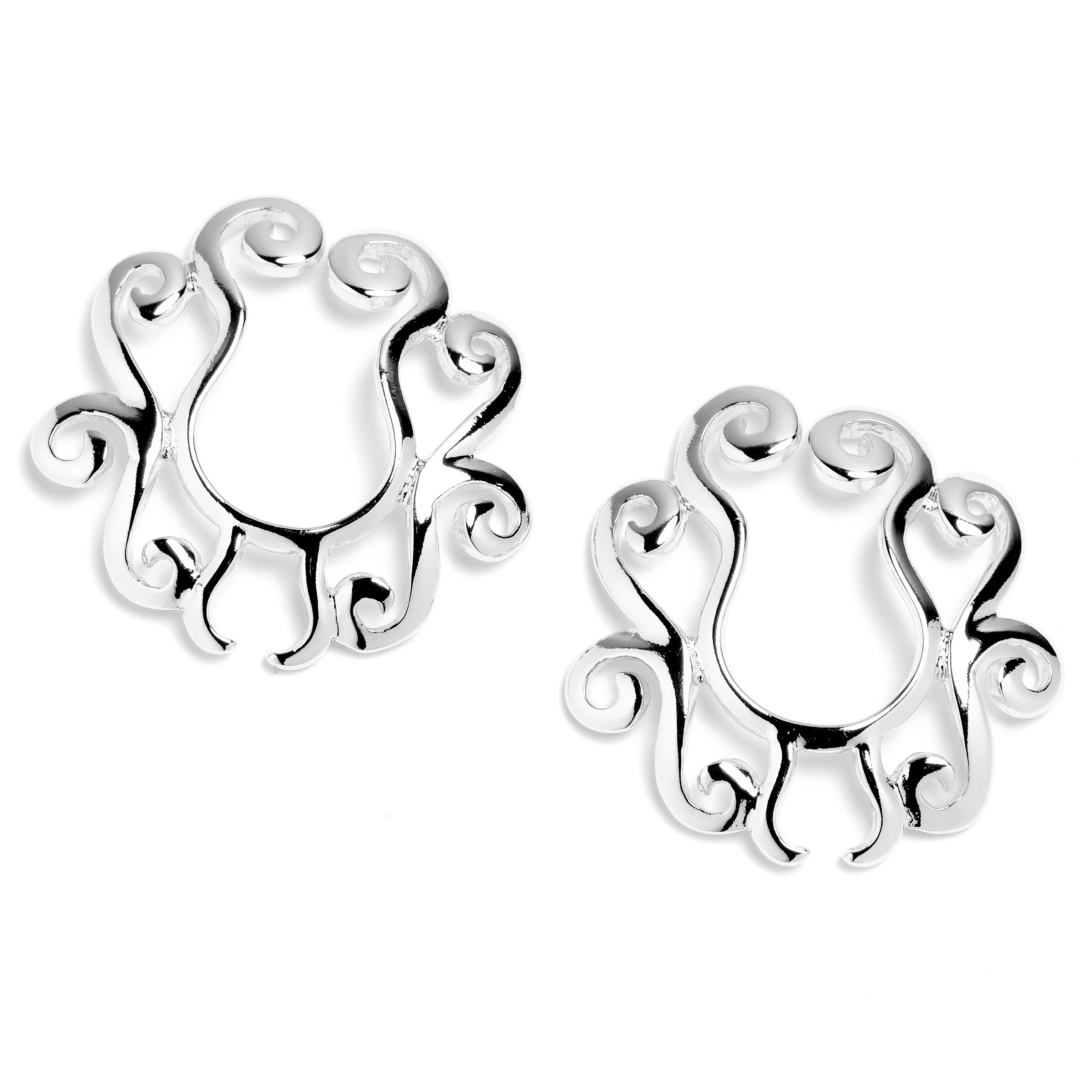 Stainless Steel Filigree Scrolls Clip On Fake Nipple Shield Set