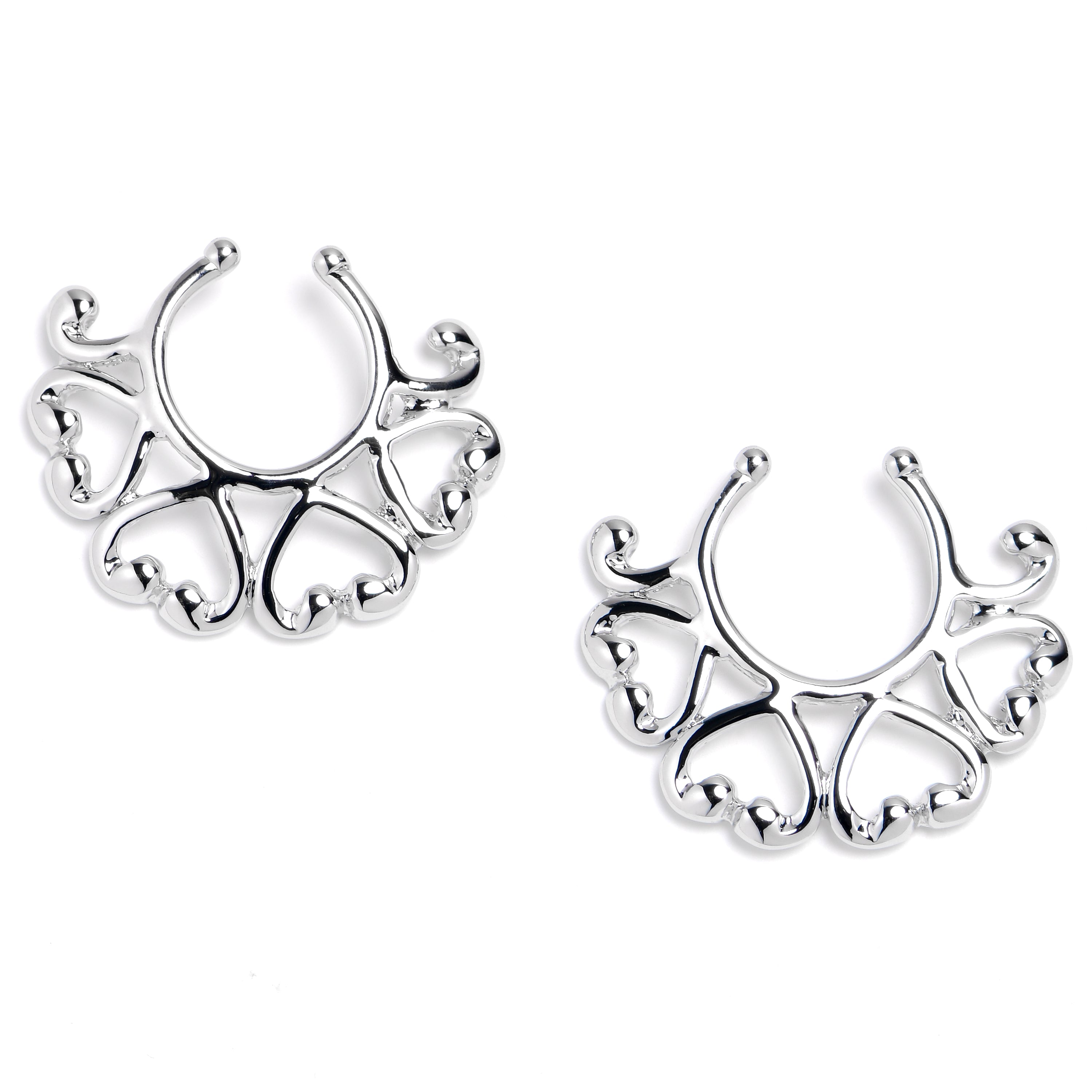 Stainless Steel Open Hearts Clip On Fake Nipple Shield Set