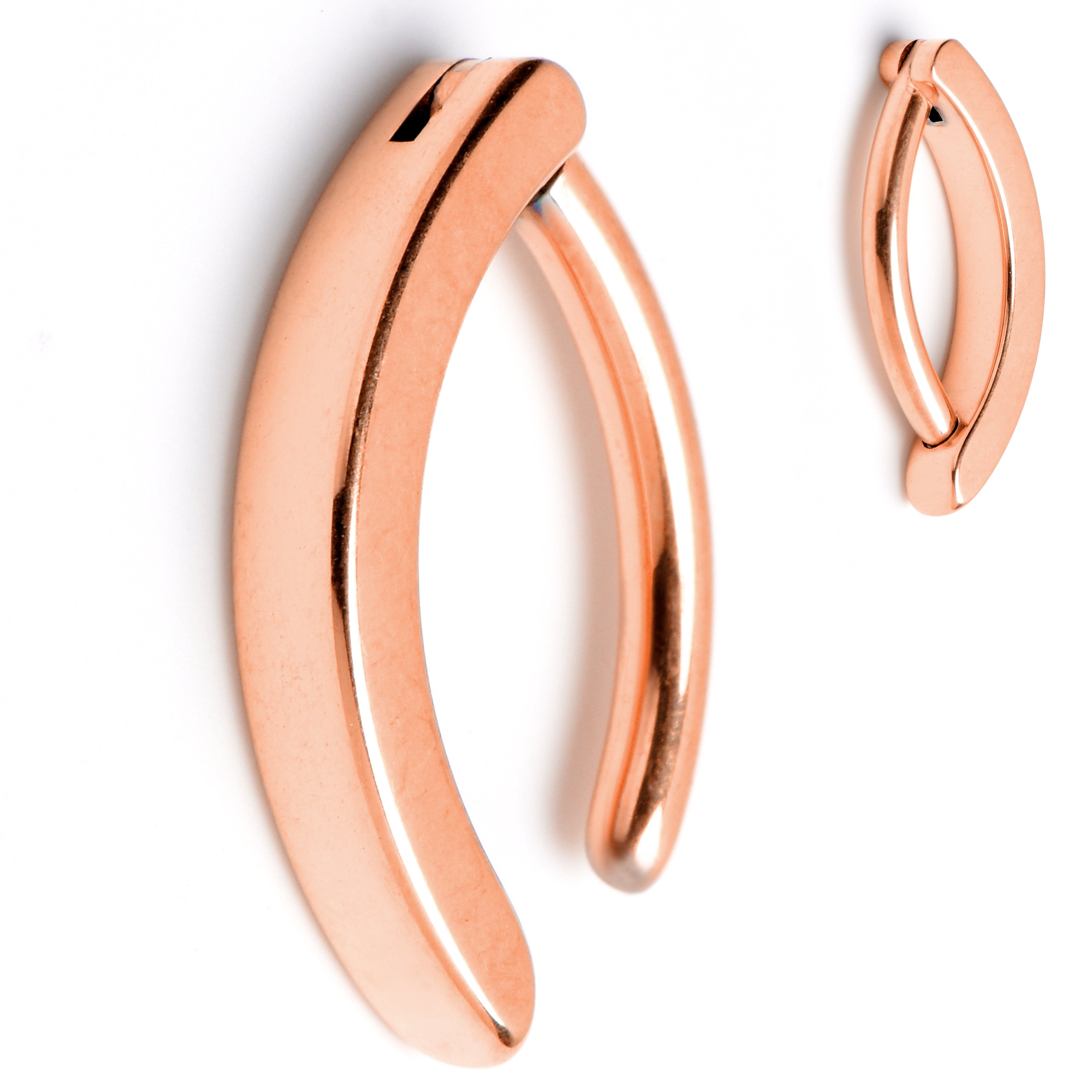 14 Gauge 3/8 Rose Gold Tone ASTM F-136 Implant Grade Titanium Hinged Hoop Belly Ring