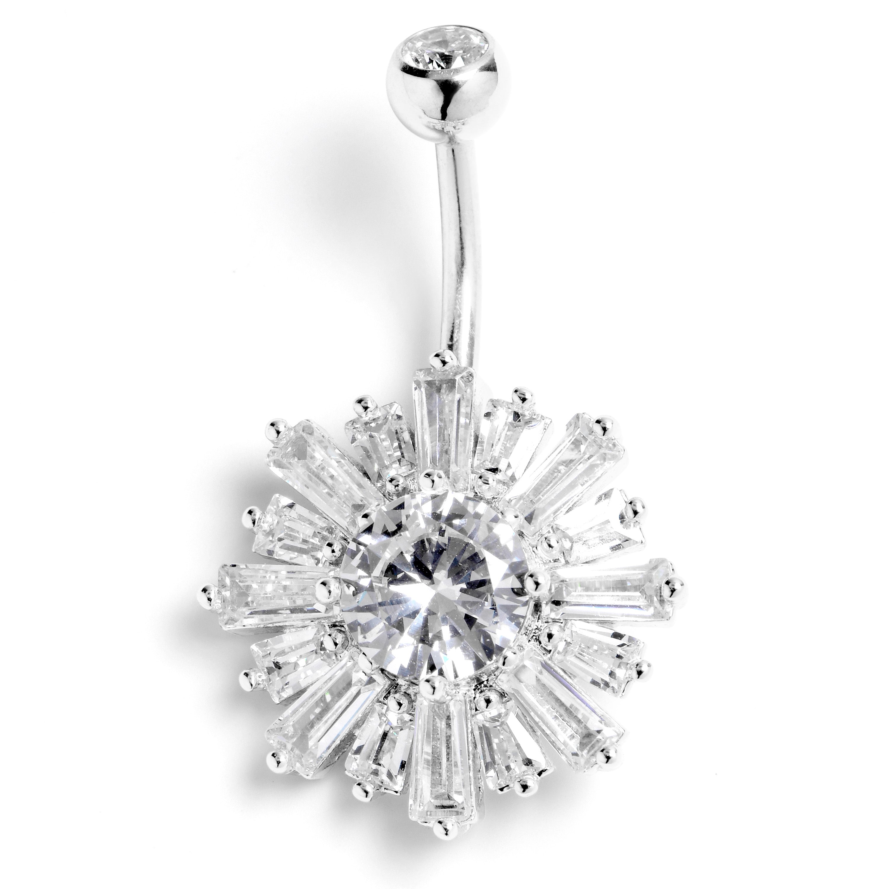 Clear CZ Gem Sunny Burst Belly Ring