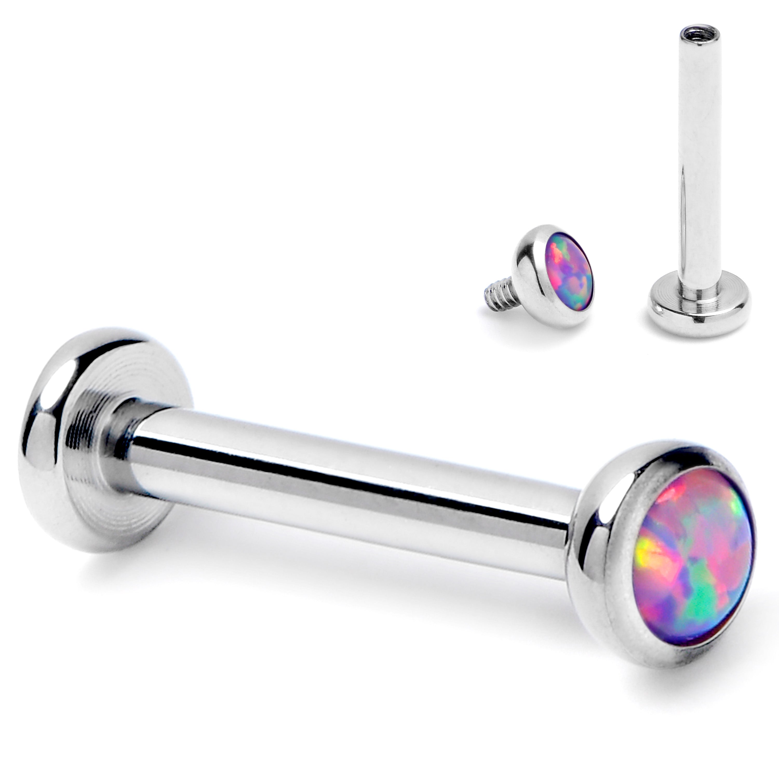 16 Gauge 5/16 Purple Synthetic Opal ASTM F-136 Implant Grade Titanium Internally Threaded Labret