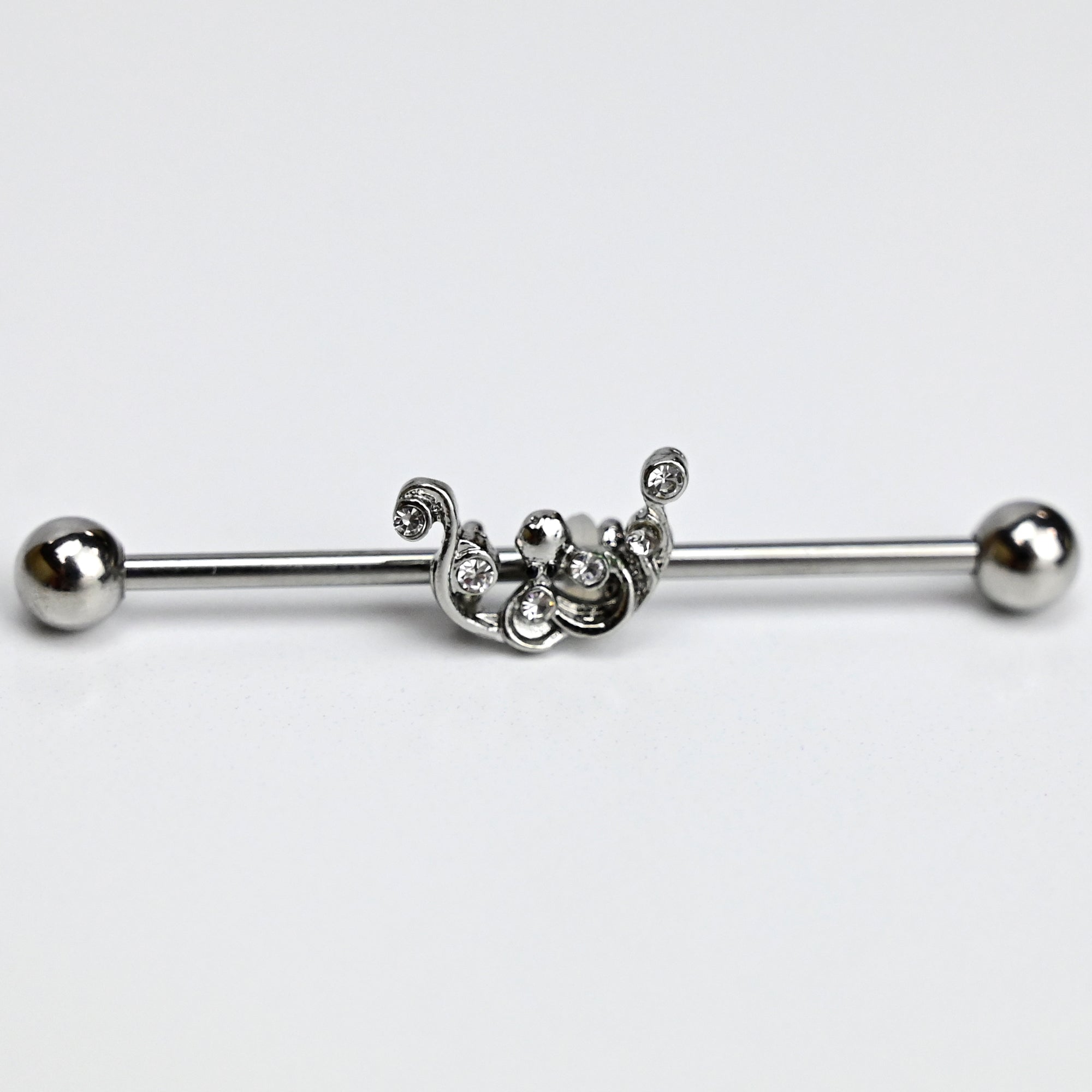 14 Gauge Clear Gem Scrolling Elegance Industrial Barbell 38mm