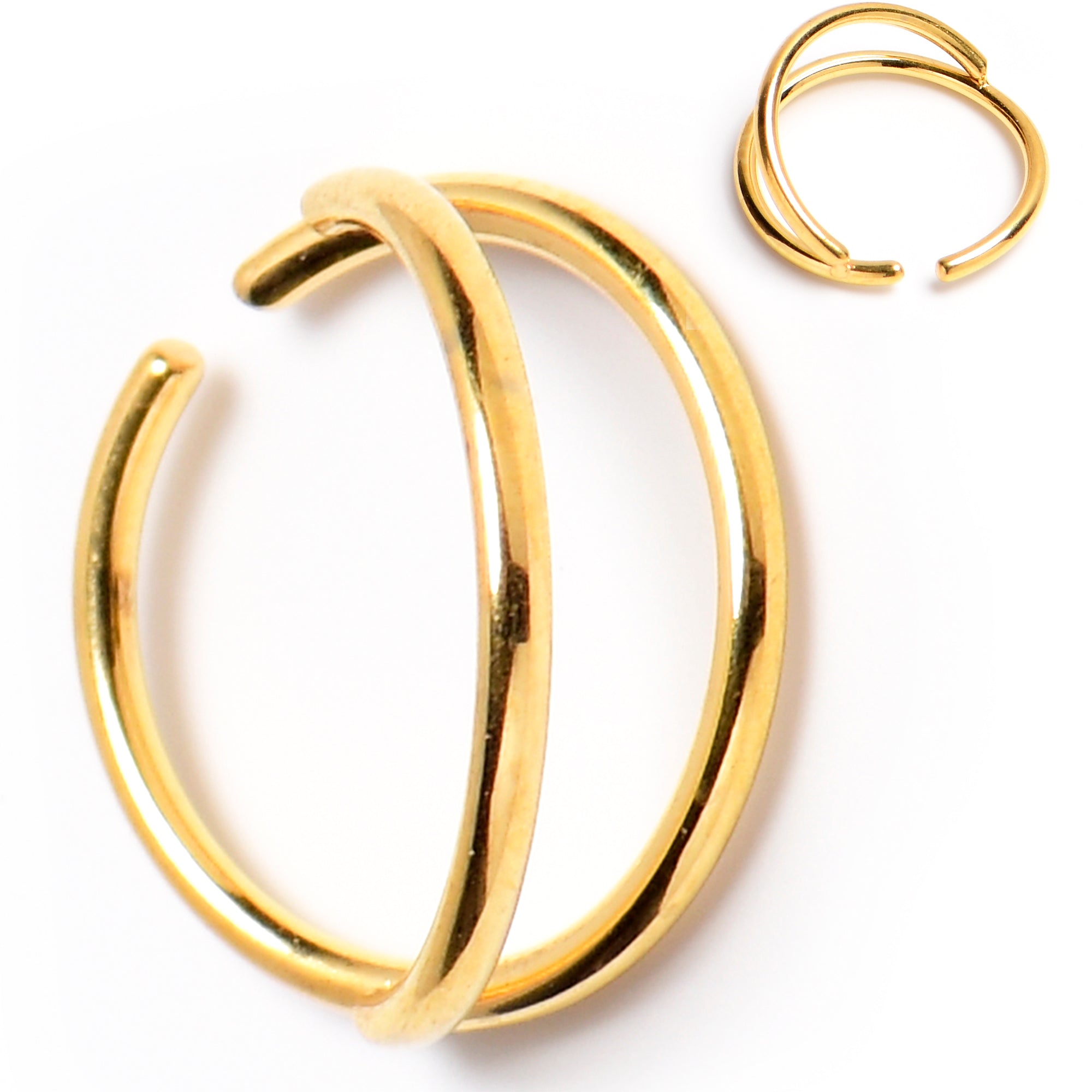 20 Gauge 5/16 Gold Tone Double Nose Hoop