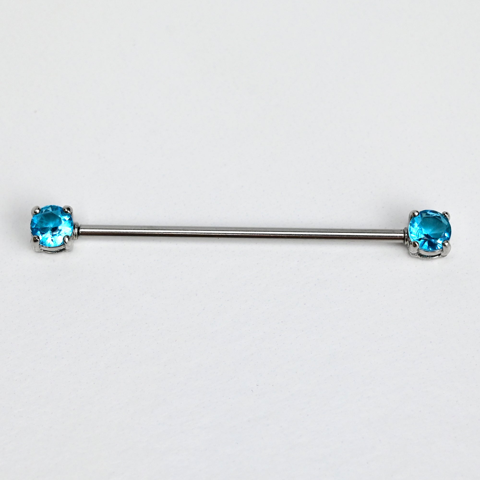 14 Gauge Blue CZ Gem Internally Threaded Industrial Barbell 38mm