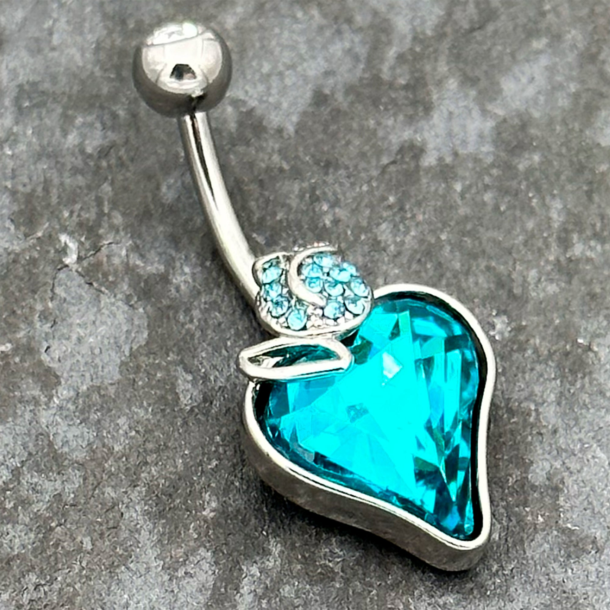 Clear Blue Gem Strawberry Love Belly Ring