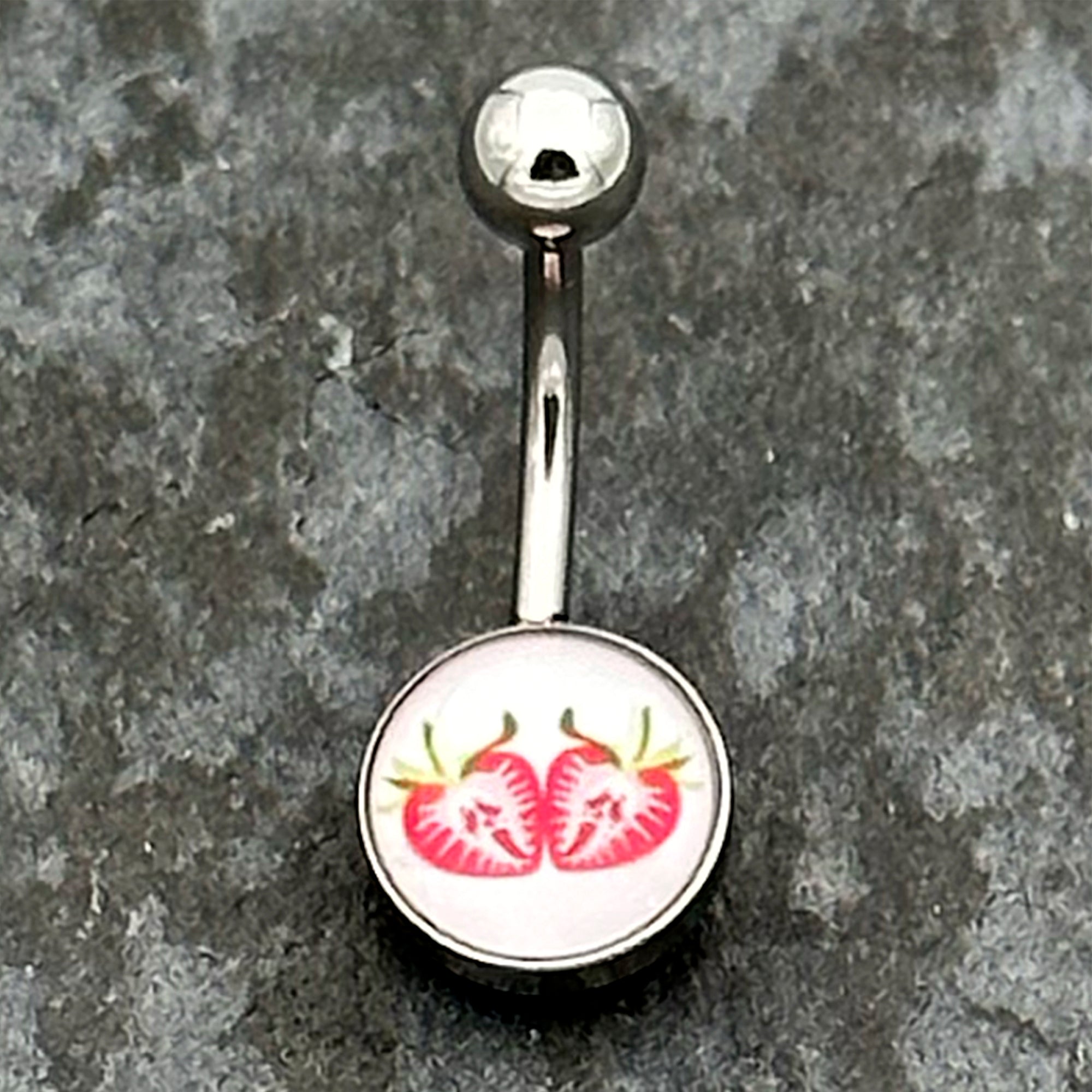 Screaming Strawberry Horror Fruit Belly Ring