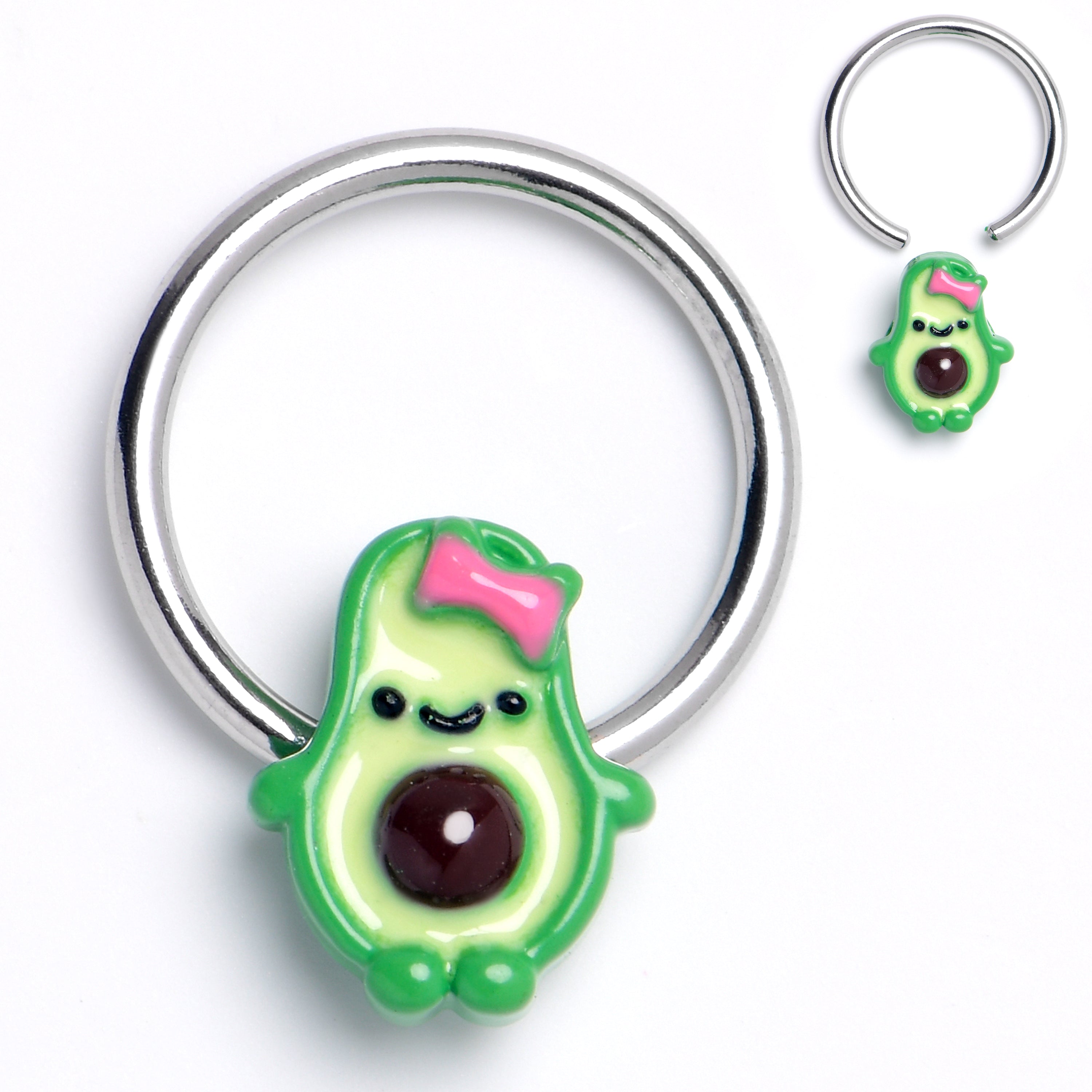 16 Gauge 3/8 Cutie Avocado BCR Captive Ring