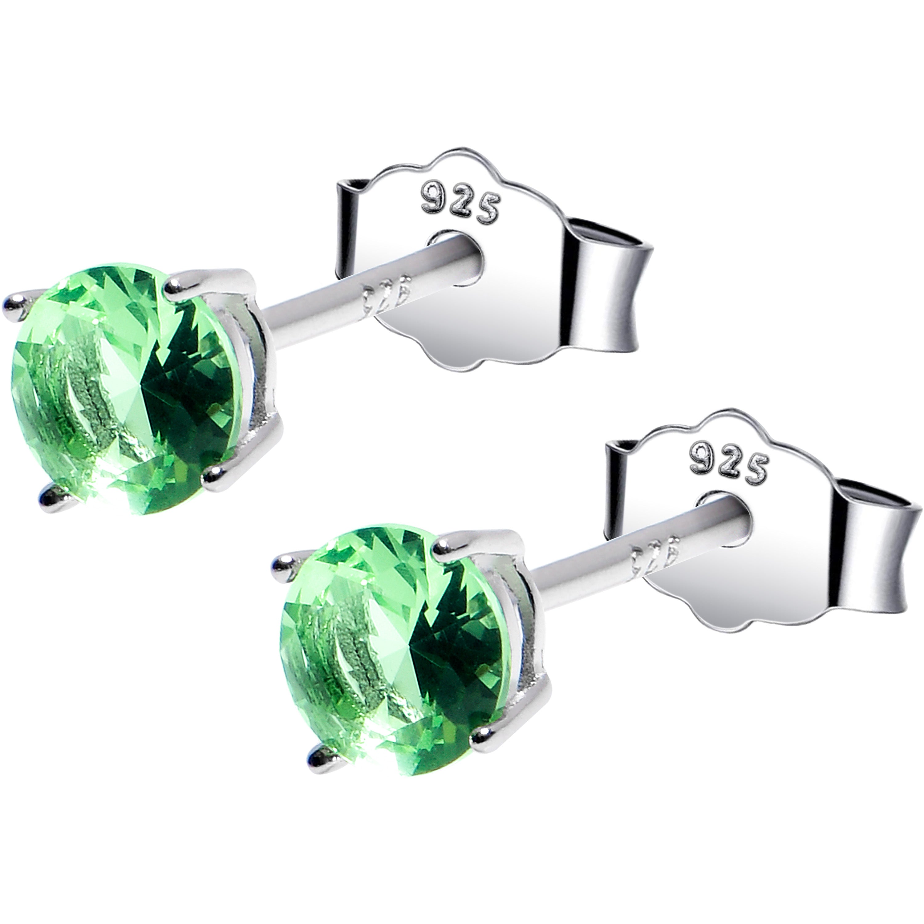 4mm CZ 925 Sterling Silver August Birthstone Stud Earrings