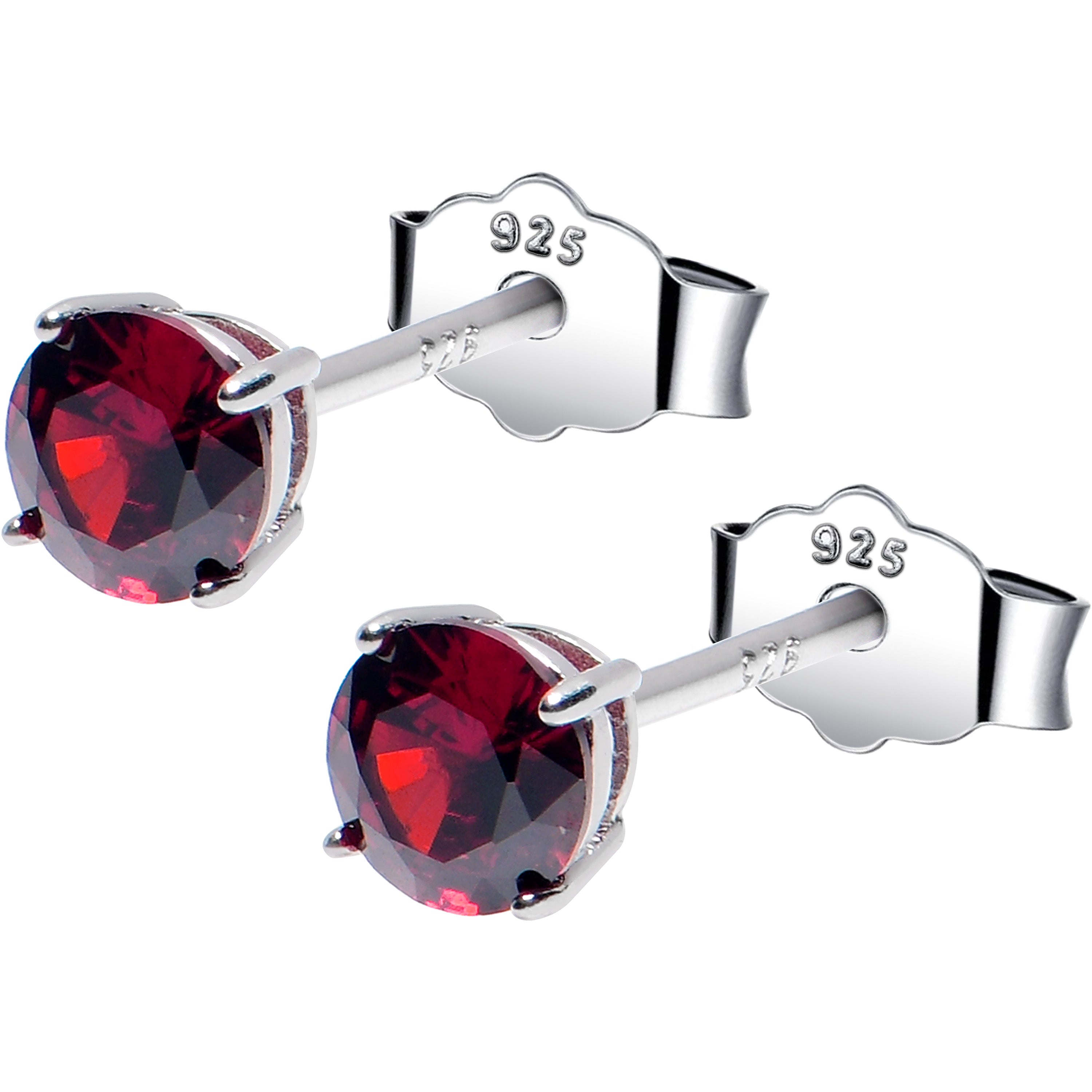 4mm CZ 925 Sterling Silver January Birthstone Stud Earrings