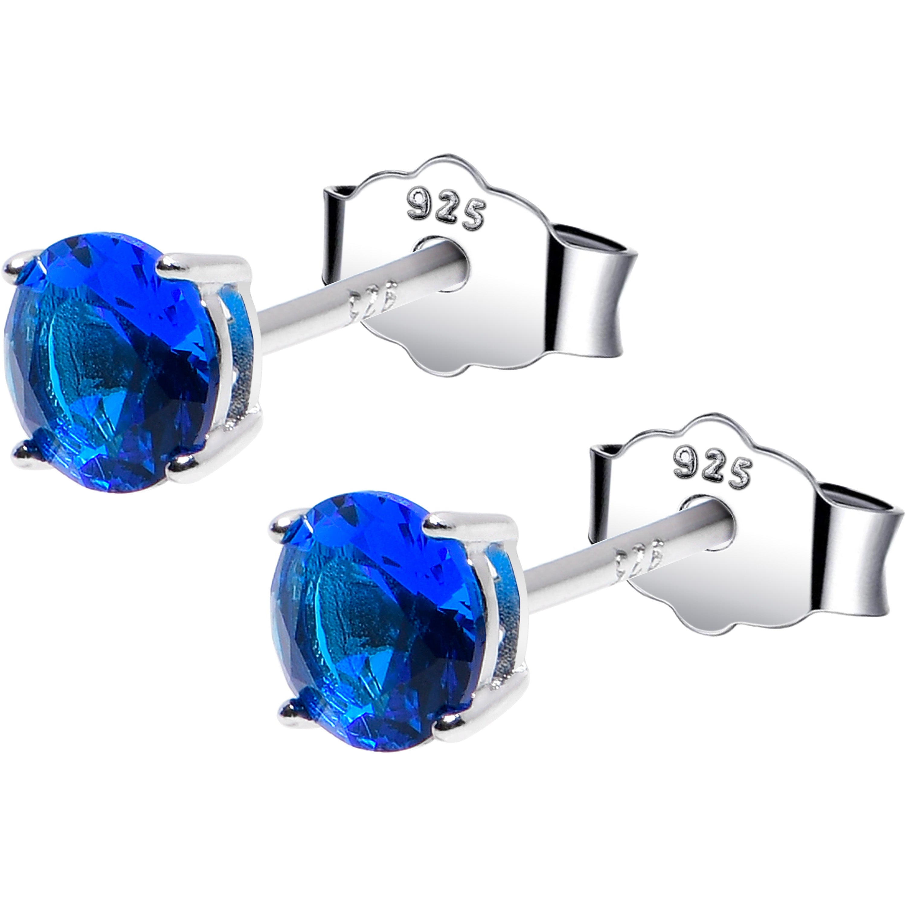 4mm CZ 925 Sterling Silver September Birthstone Stud Earrings