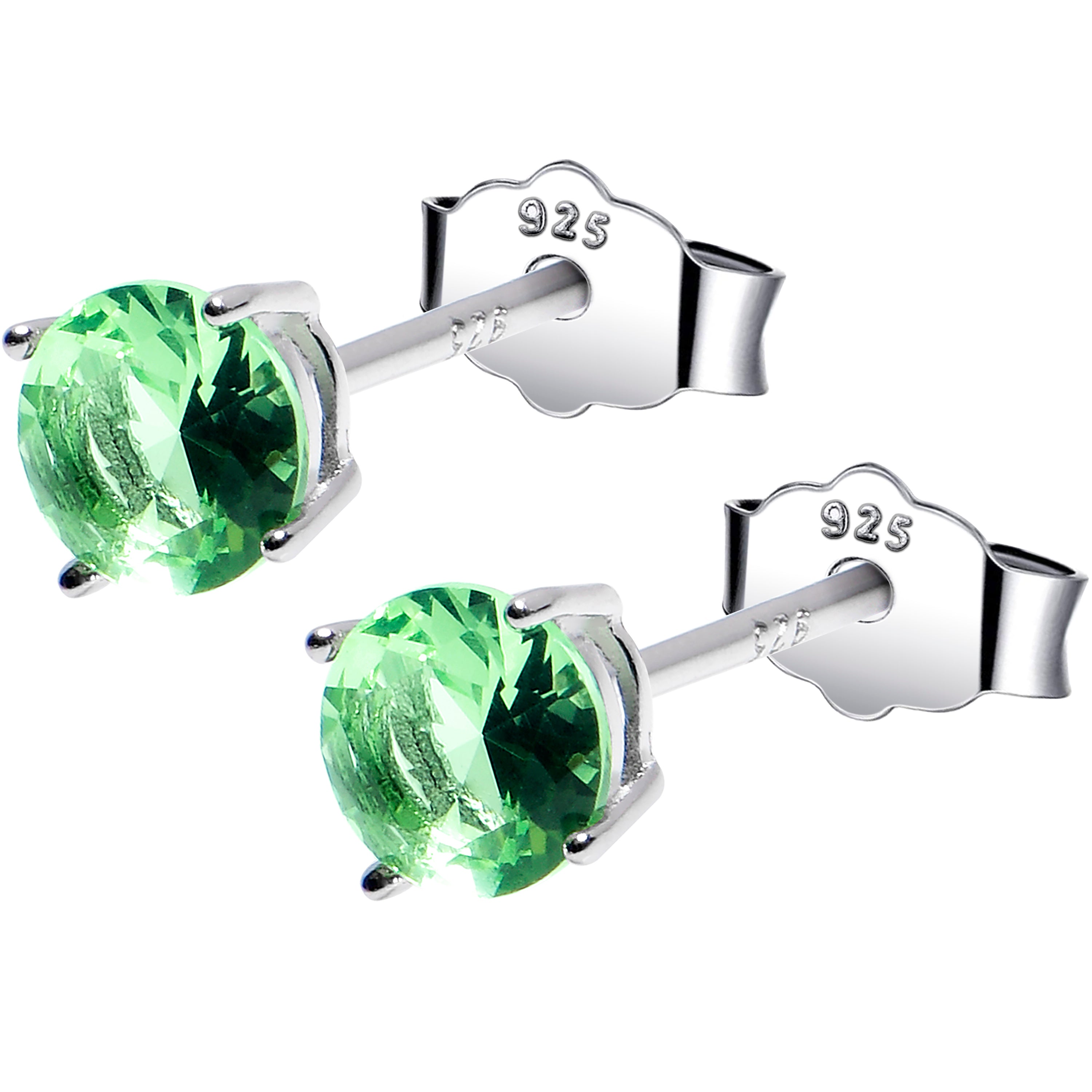 5mm CZ 925 Sterling Silver August Birthstone Stud Earrings