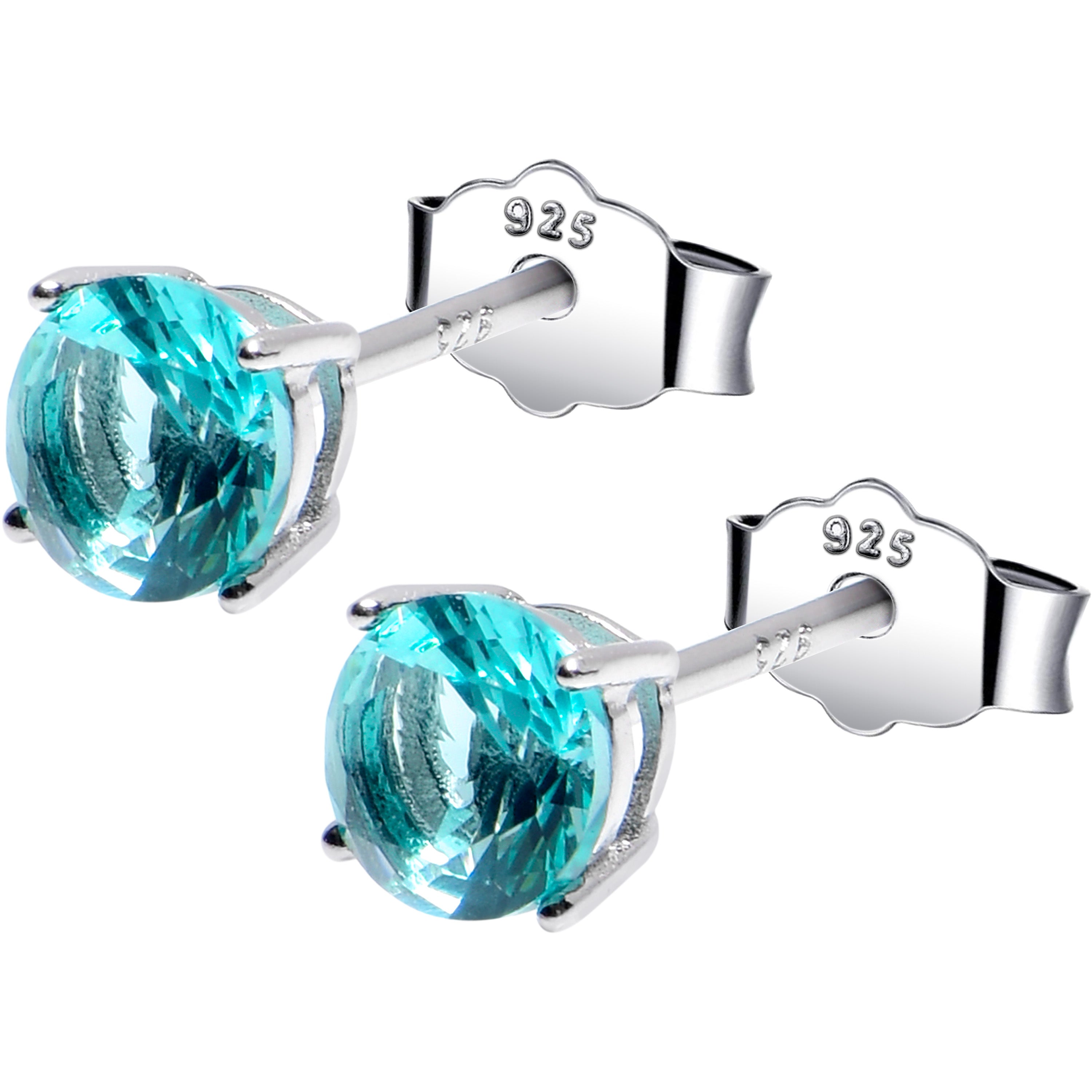 5mm CZ 925 Sterling Silver December Birthstone Stud Earrings