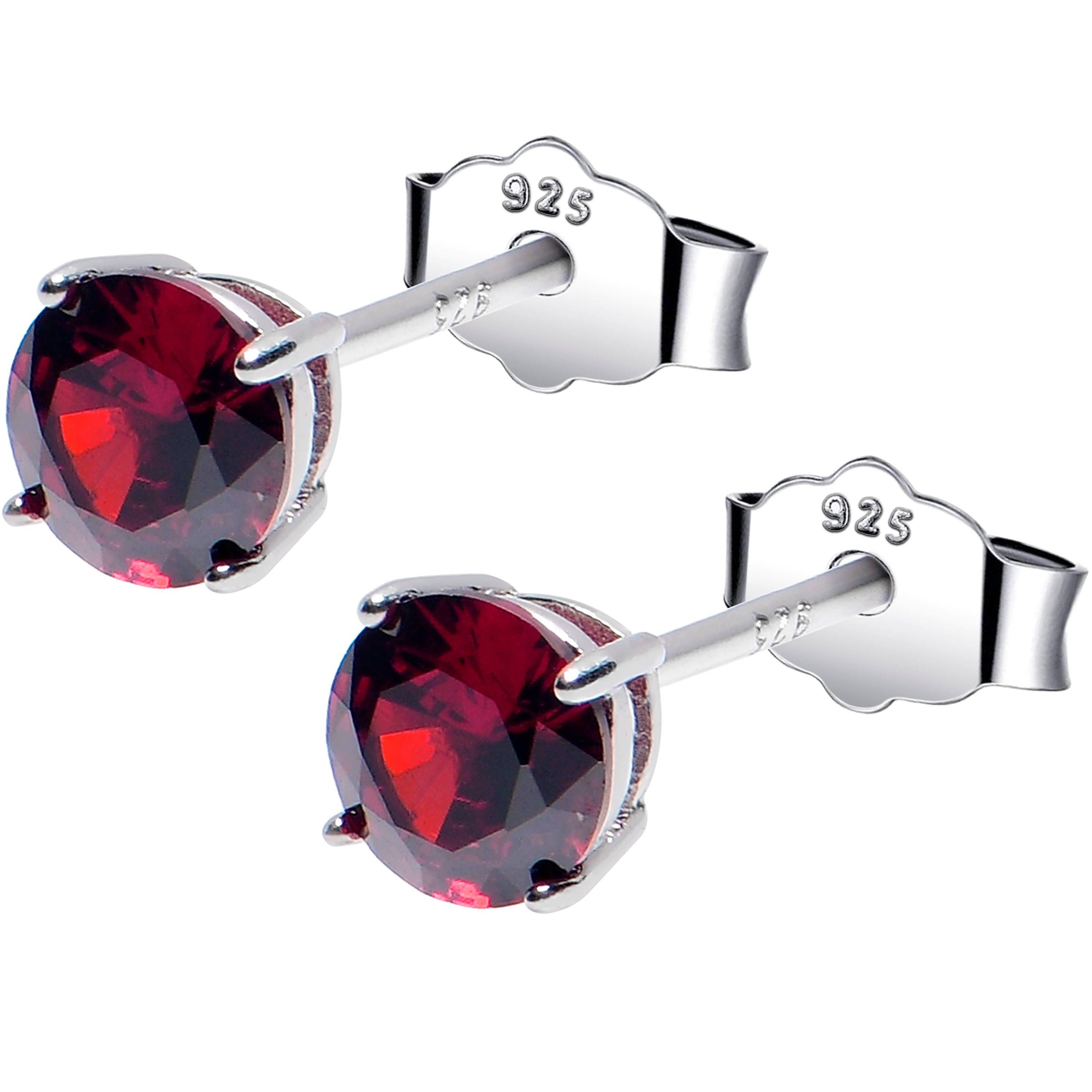 5mm CZ 925 Sterling Silver January Birthstone Stud Earrings