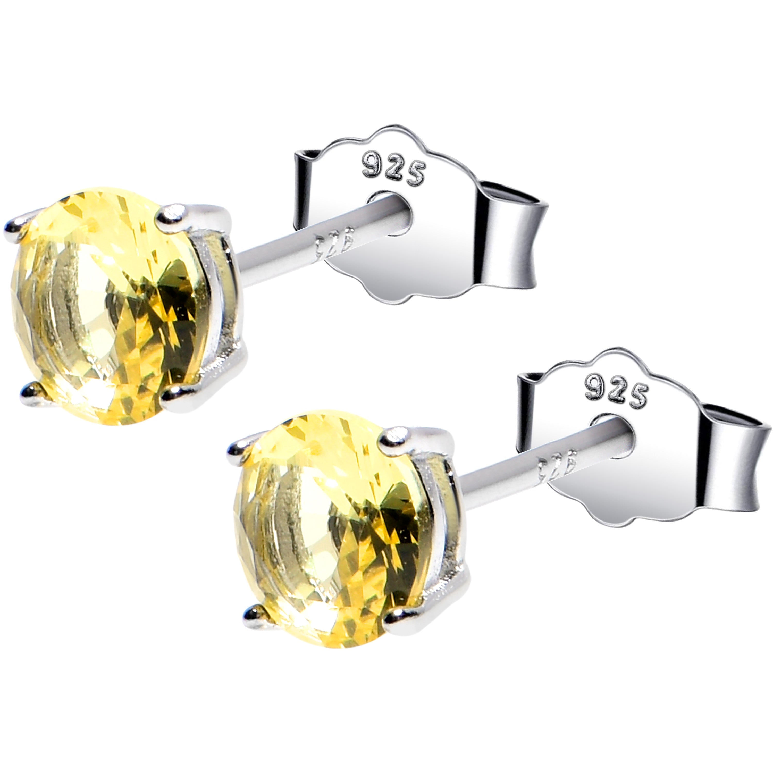 5mm CZ 925 Sterling Silver November Birthstone Stud Earrings